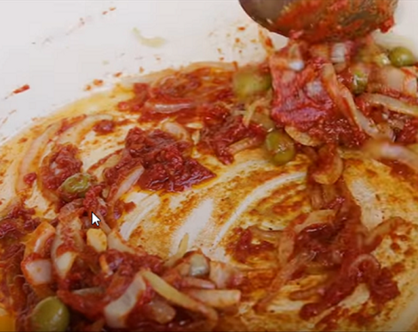 step 2 Add Chicken Bouillon Cubes (3), Tomato Paste (4 Tbsp) and Manzanilla Olives (2 Tbsp), mix to dissolve bouillons.