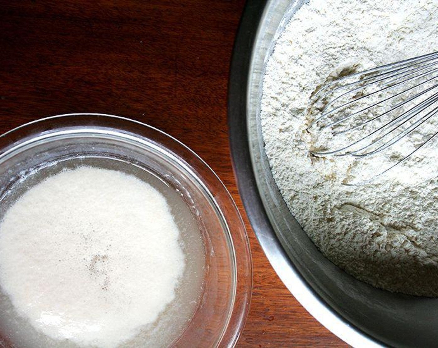 step 1 In a large mixing bowl, whisk together the Unbleached All Purpose Flour (4 cups), Kosher Salt (2 tsp), Granulated Sugar (2 tsp), and Instant Dry Yeast (2 tsp).