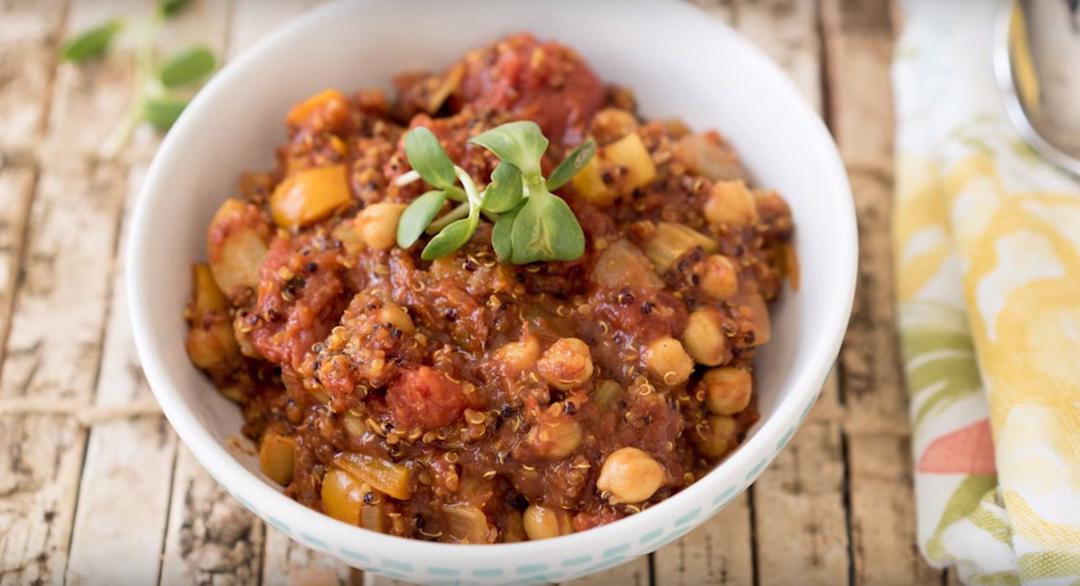 An easy weeknight vegan quinoa chili recipe.