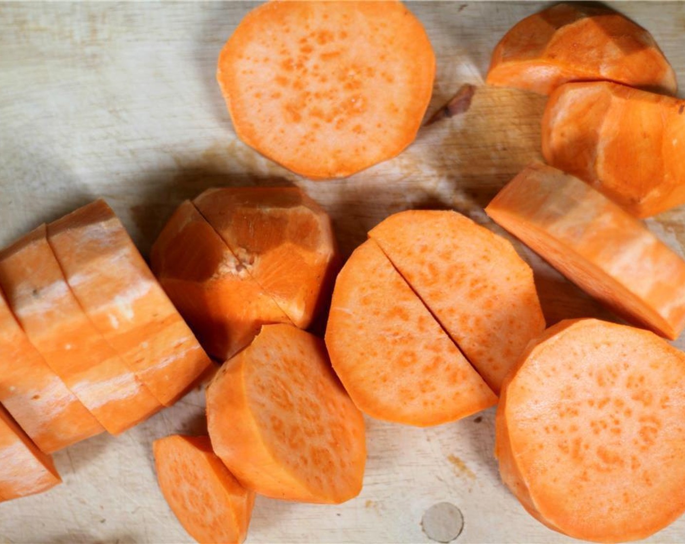 step 2 Skin and cut the Sweet Potatoes (2) into large pieces for cooking.