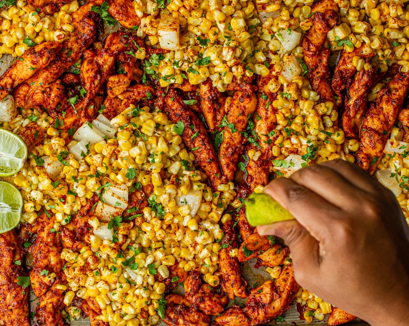 step 8 Remove from the oven. Top with remaining Cotija Cheese (4 Tbsp) and serve with warm 8-Inch Corn Tortillas (16), remaining Limes (4), and your favorite toppings.