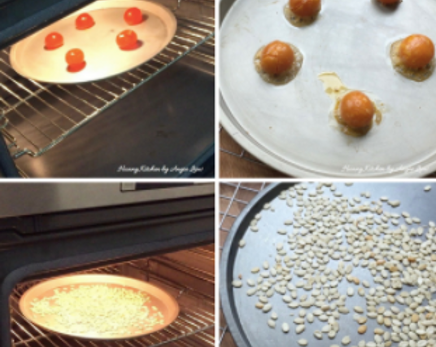 step 4 Bake Salted Duck Egg Yolks for 10 minutes. Then lightly toast Melon Seeds (3 2/3 Tbsp). Set them aside to cool before use.