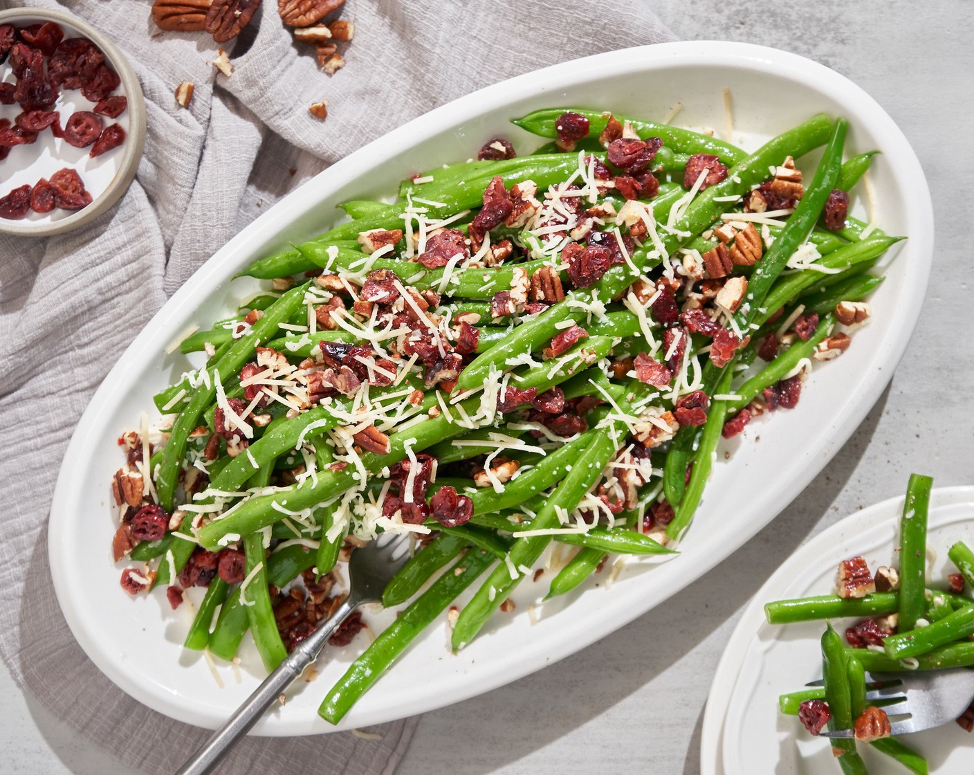 step 6 Toss Pecans (1/2 cup), Dried Cranberries (1/2 cup), Shredded Italian Blend Cheese (4 Tbsp) together and season to taste with more Freshly Ground Black Pepper (to taste).