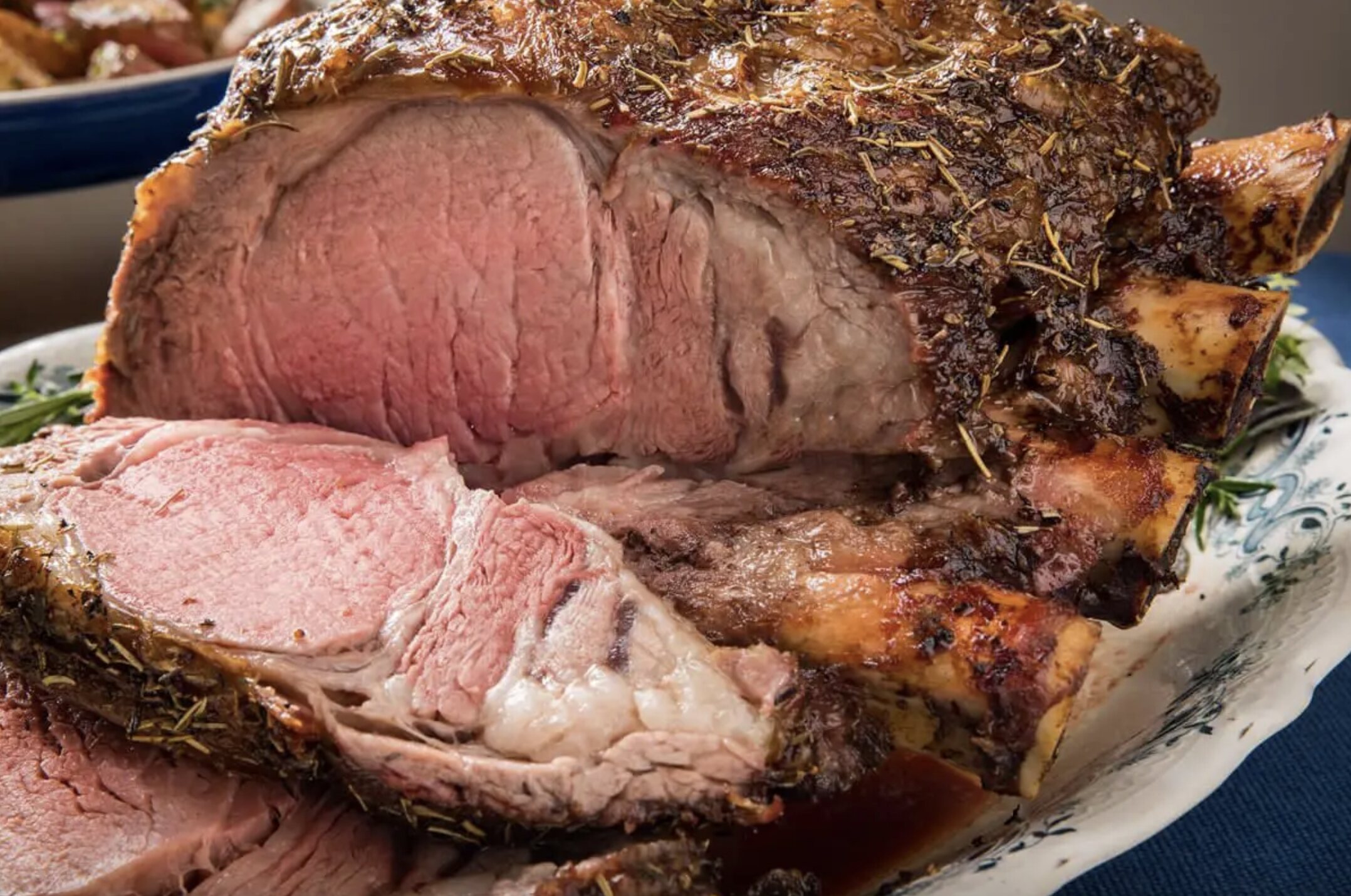 Pepper and herb prime rib standing roast