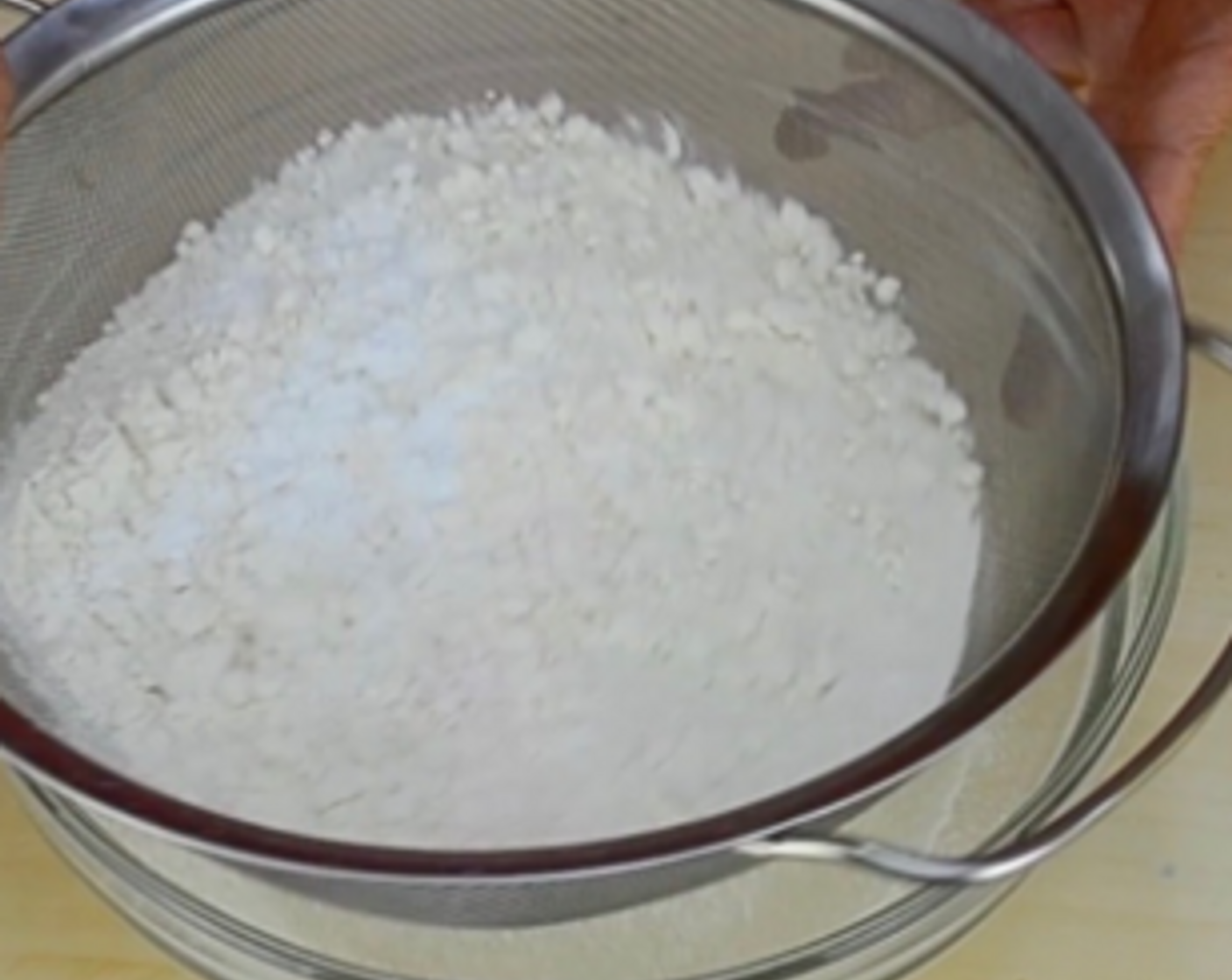 step 3 Place the Granulated Sugar (1 1/4 cups), All-Purpose Flour (2 cups), Baking Soda (2 tsp), and Custard Powder (2 tsp) together and sieve into a bowl. Set aside while you prepare the wet ingredients.