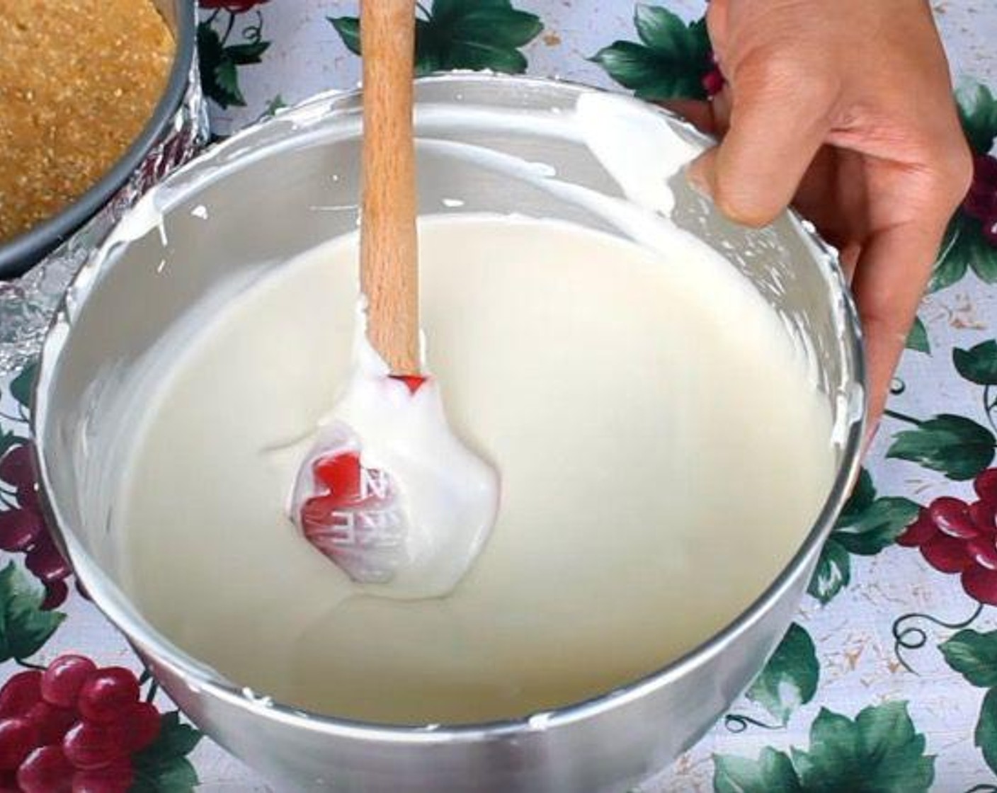 step 5 Add Vanilla Extract (2 tsp) and Salt (1/4 tsp). Mix. Add Eggs (4) one at a time, beating after each addition. Add Sour Cream (1/2 cup) and Heavy Cream (2/3 cup). Beat until mixture is smooth.