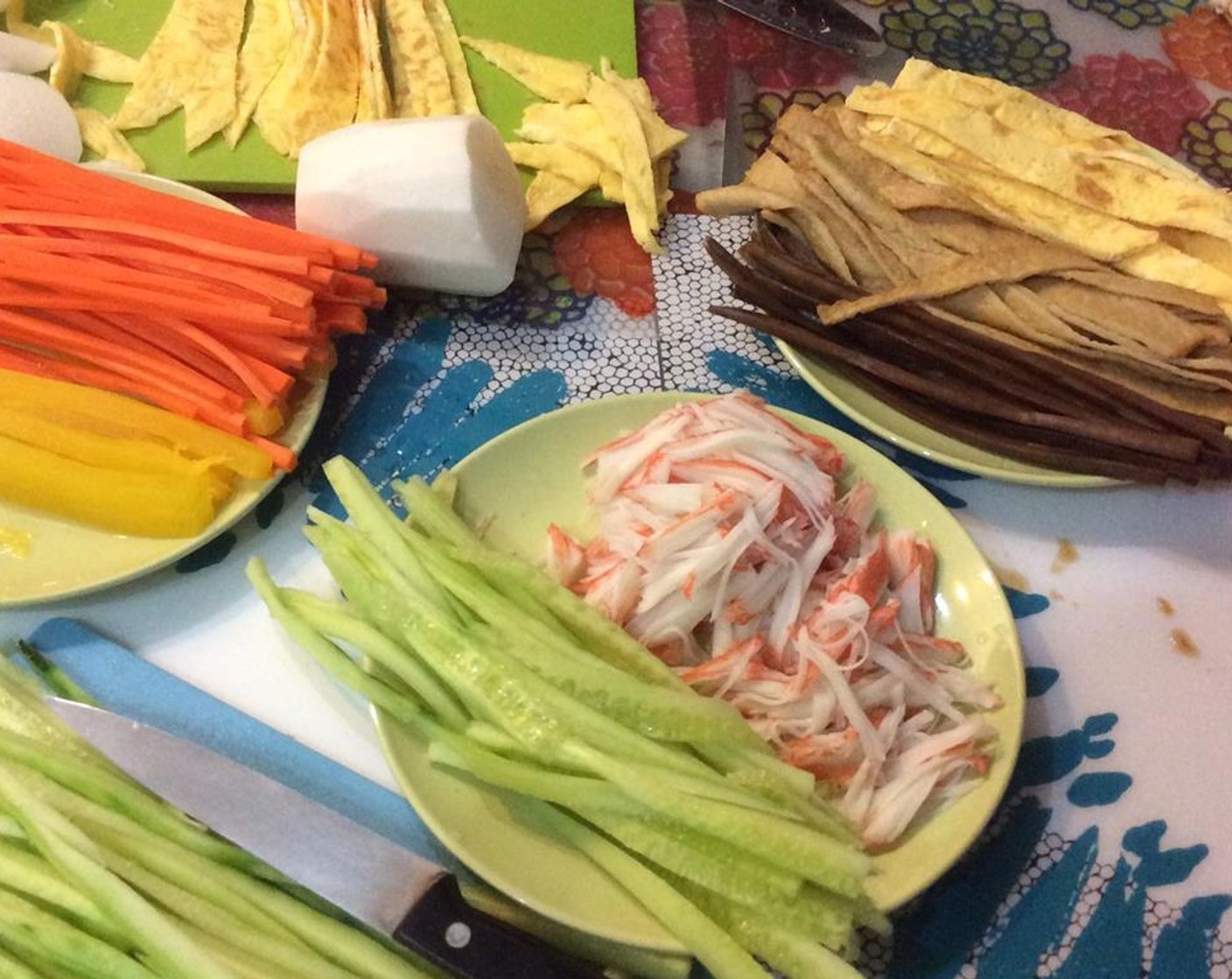 step 6 Remove the Pickled Daikon Radish (1 pckg), Imitation Crab (2 pckg) and/or Canned Spicy Tuna (2/3 cup) from packaging and place it into separate bowls.