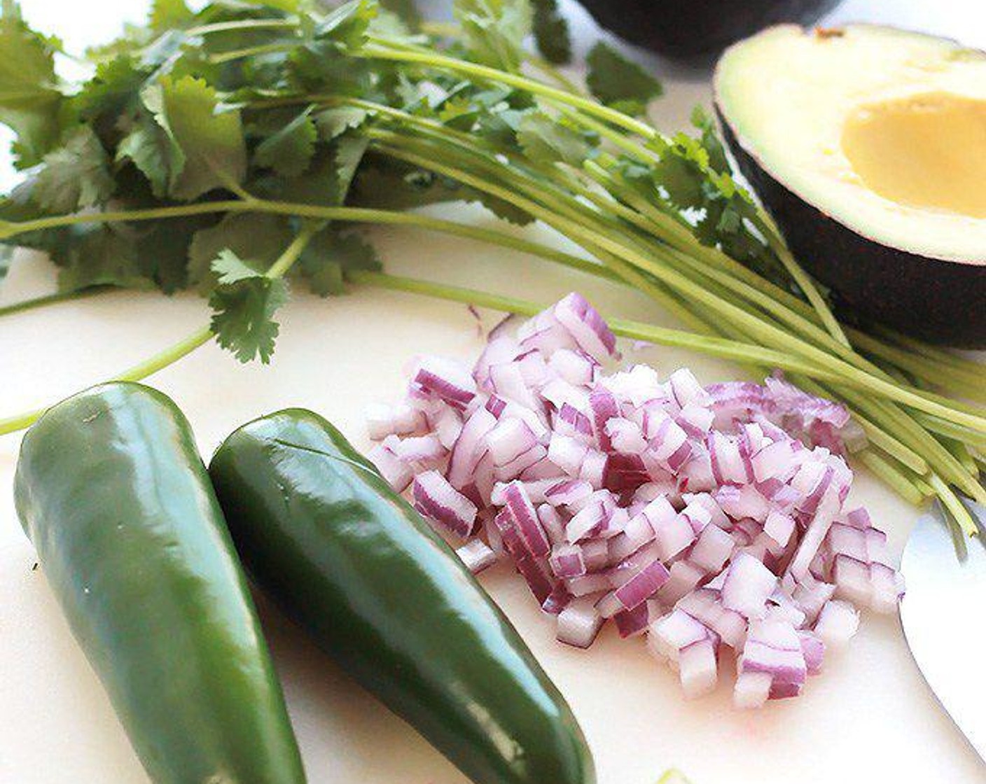 step 3 Add in the Red Onion (1/2 cup), Jalapeño Pepper (1/2 cup), and Fresh Cilantro (2 Tbsp). Stir to combine. Season with Salt (to taste) and Ground Black Pepper (to taste).