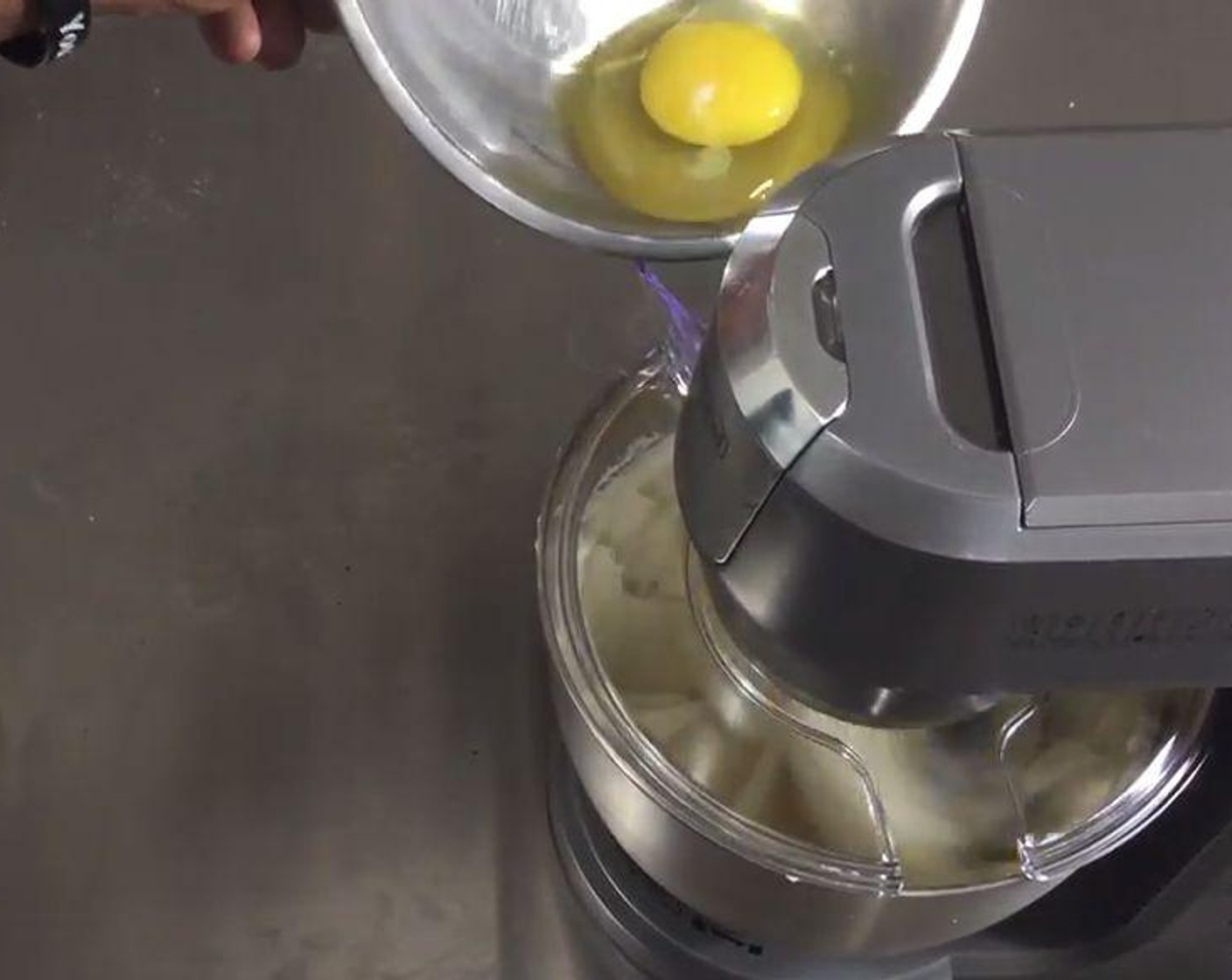 step 3 Turn the mixer on low speed and add one Eggs (2) at a time. Add the Vanilla Extract (2 tsp).