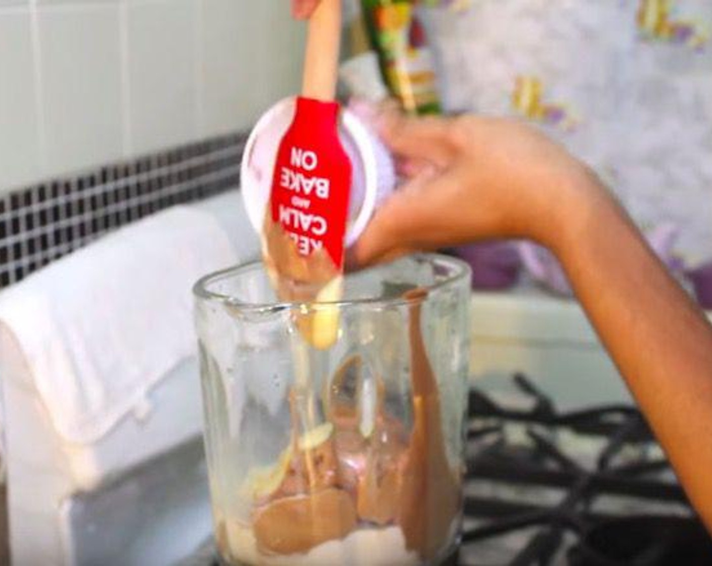 step 1 Put Milk (1 cup), Chocolate Ice Cream (2 cups), Peanut Butter (1/3 cup), Sweetened Condensed Milk (4 Tbsp) and Ice (to taste) in a blender and blend everything together. Pour it in a glass. You can also top with whipped cream. Serve and enjoy!