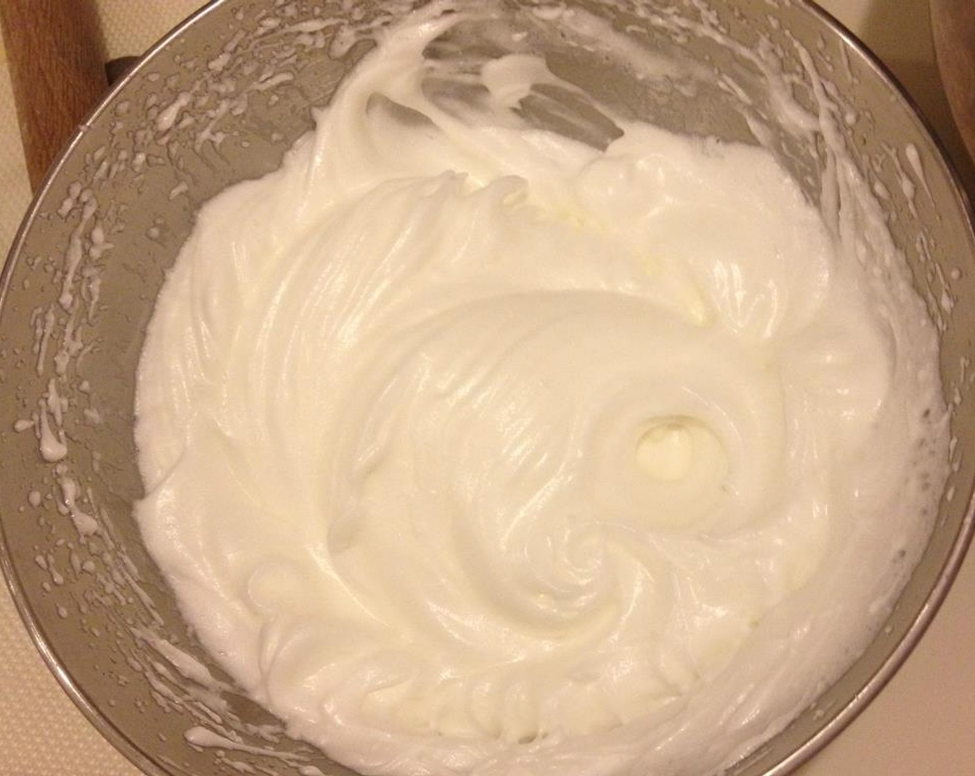 step 9 Mixture C: Beat the 3 egg whites until foamy and mix in Granulated Sugar (2 1/3 Tbsp). Keep beat on high speed until it forms firm peaks.