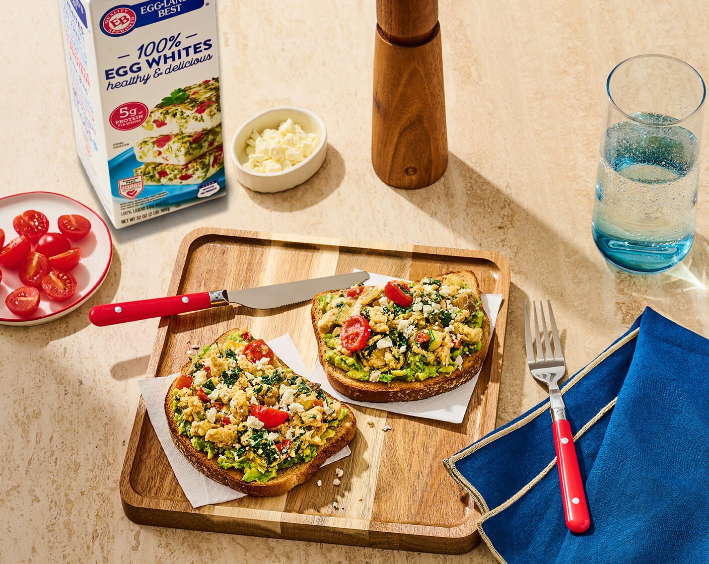 step 5 Assemble the dish. Spoon the veggie scramble over the prepared avocado toast. Serve immediately.