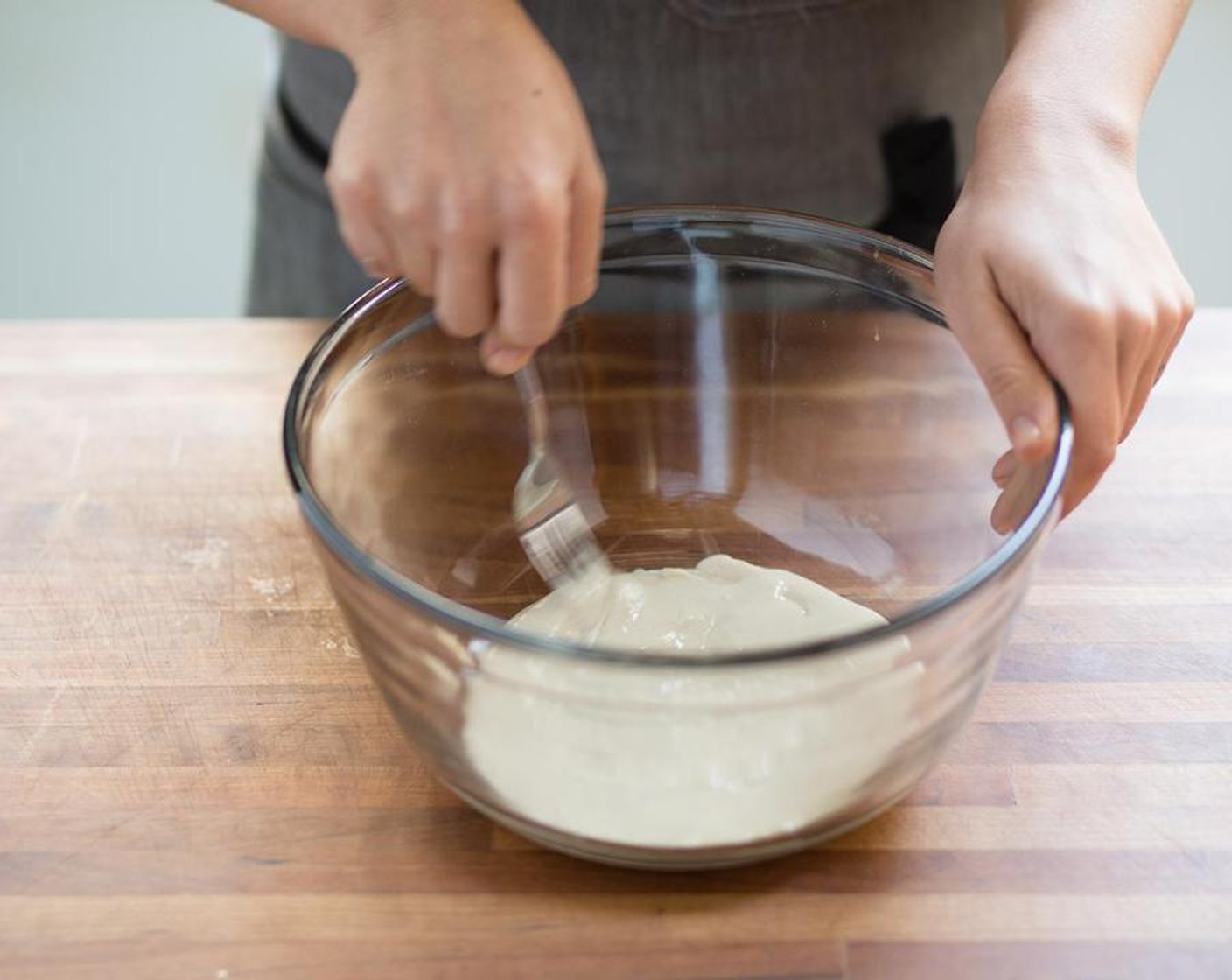 step 3 Add Garlic (1 clove), Tahini (4 Tbsp), Water (2 Tbsp), Salt (1/4 tsp) stir to combine. Set tahini dressing aside.
