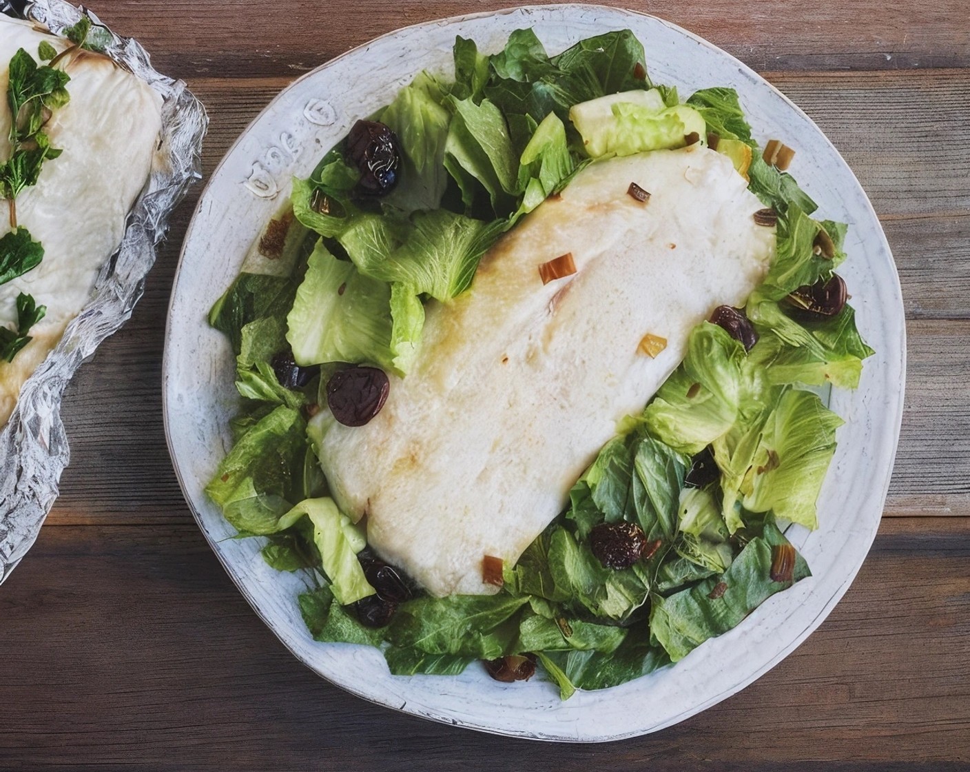 Tin Foil Snapper with Kilt Lettuce Salad