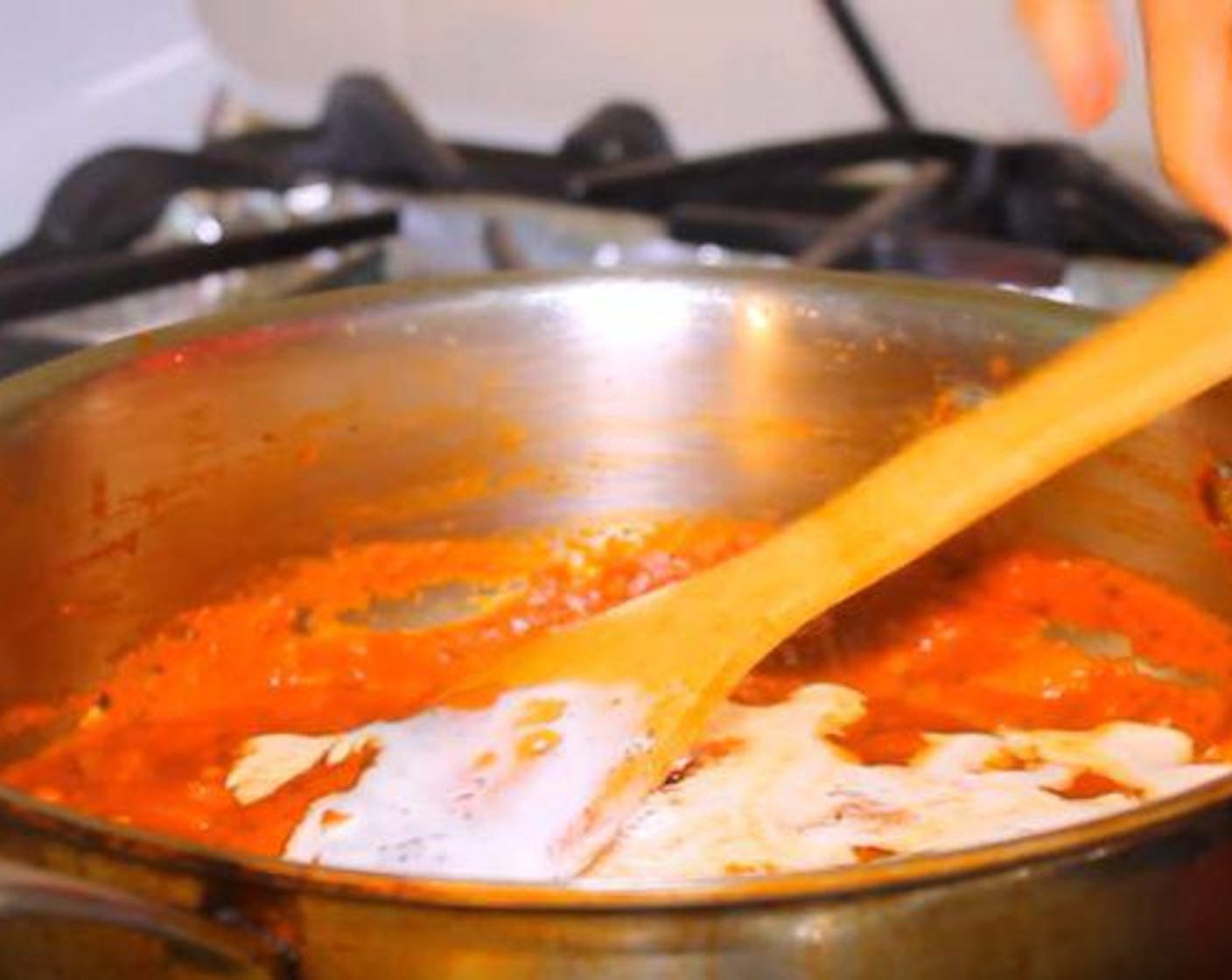 step 4 Cut the acidity of the tomatoes with Granulated Sugar (1 tsp). Add the Salt (to taste) and Ground Black Pepper (to taste) as well. Add the Heavy Cream (1/2 cup) and turn the heat off. Stir to mix.