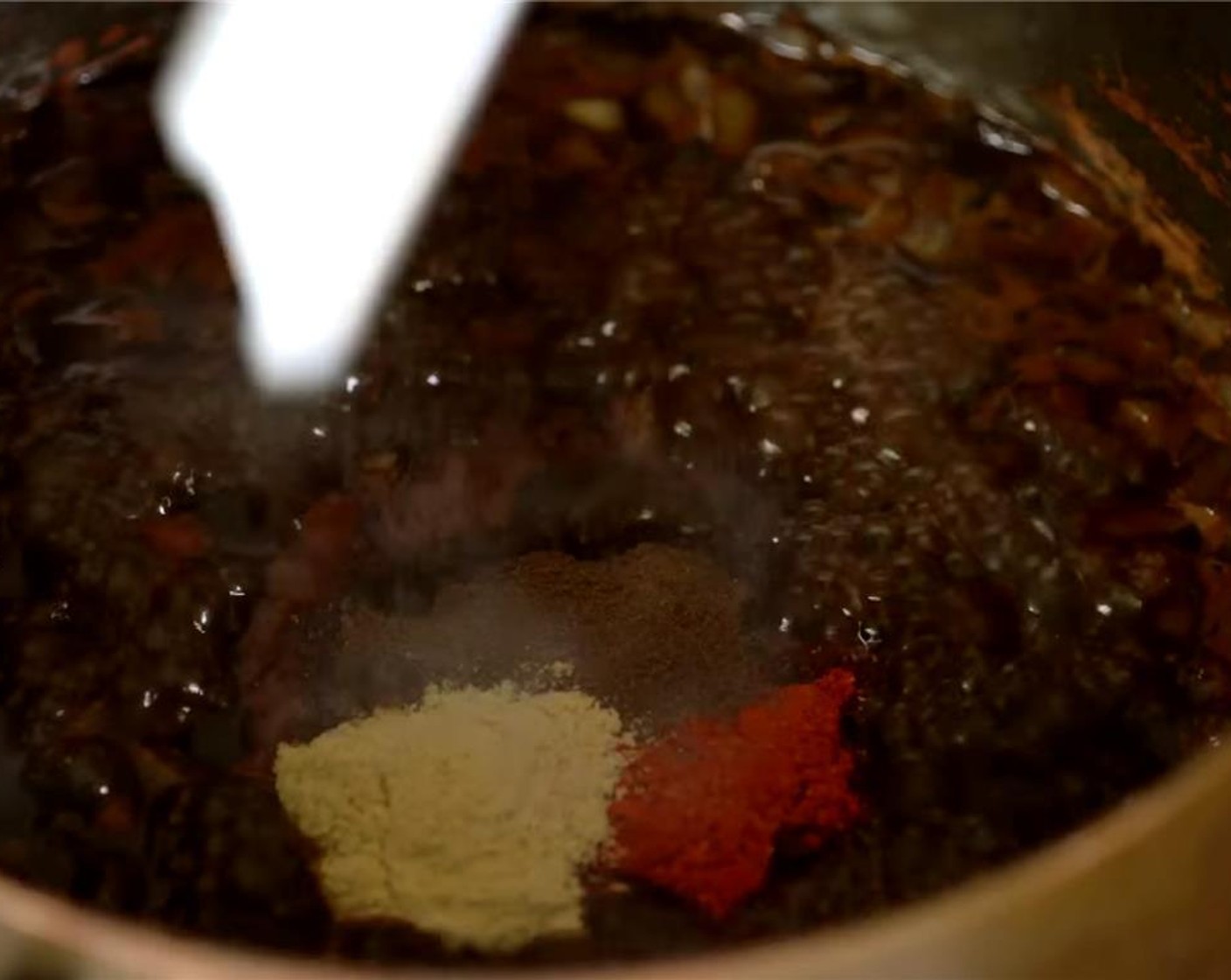 step 6 Add Dry Mustard (1 Tbsp), Ground Allspice (2 tsp), Freshly Ground Black Pepper (2 tsp), Cayenne Pepper (2 tsp) and Smoked Paprika (1 tsp). Simmer for about 10 minutes.