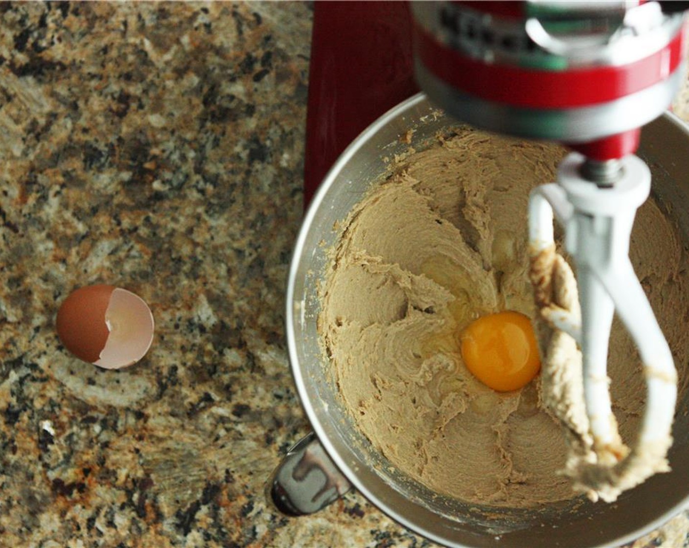 step 3 Cream together very well until mixture has lightened in color and is somewhat fluffy. Then add the Large Egg (1) and combine thoroughly.