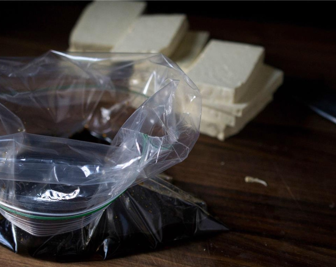step 2 To make the marinade, mix Soy Sauce (1/2 cup), Rice Vinegar (4 Tbsp), Mirin (4 Tbsp), and Sesame Oil (2 tsp) in a large zip-top bag.