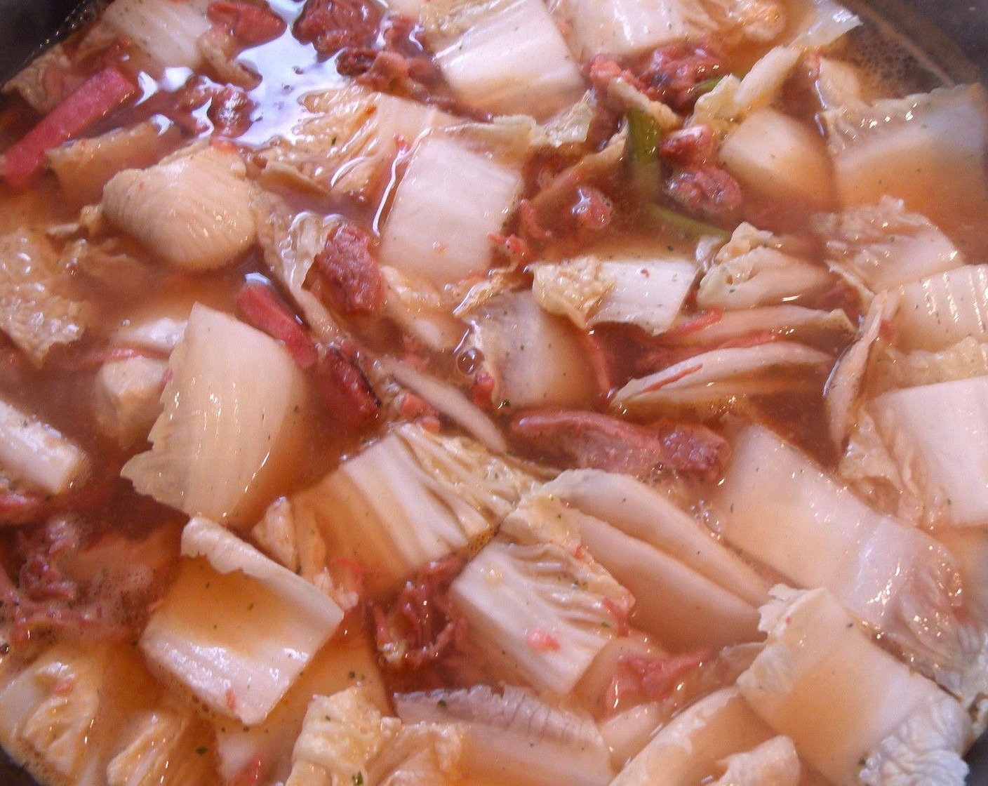 step 8 Add napa cabbage , remove from heat, check/adjust seasoning.