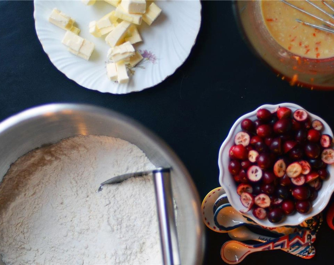 step 2 Whisk together All-Purpose Flour (2 cups), Granulated Sugar (1 cup), Baking Powder (1 tsp), and Salt (1 tsp) in a large bowl.