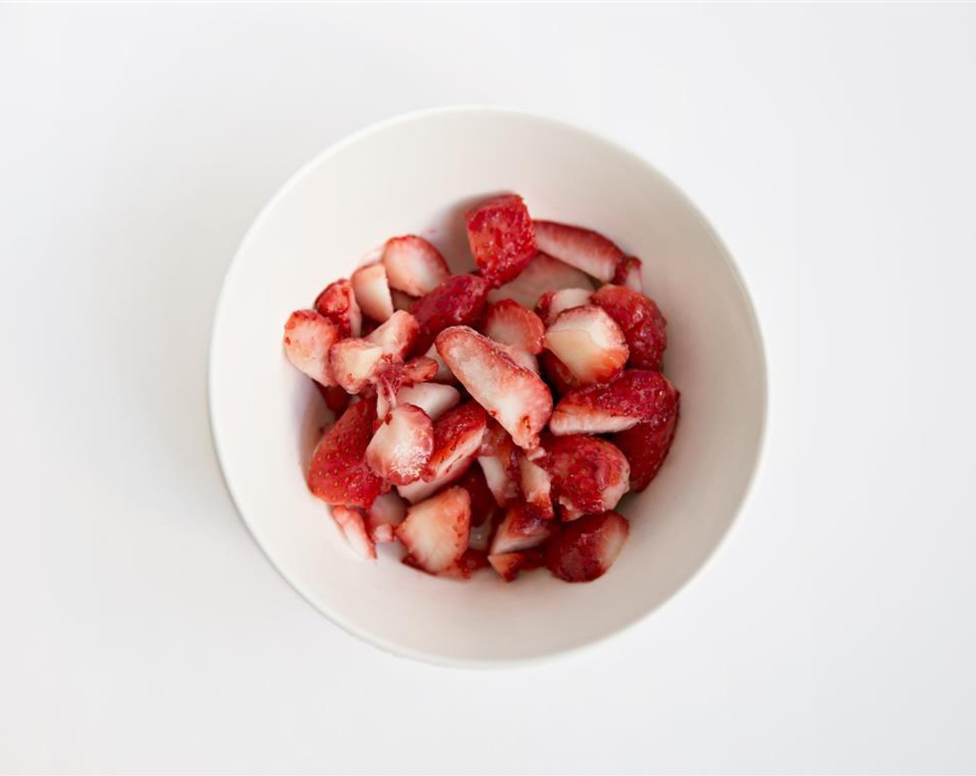 step 1 Chop hulled Frozen Strawberries (3 cups). Combine strawberries with Granulated Sugar (4 Tbsp) and let stand for 20 minutes, stirring occasionally.