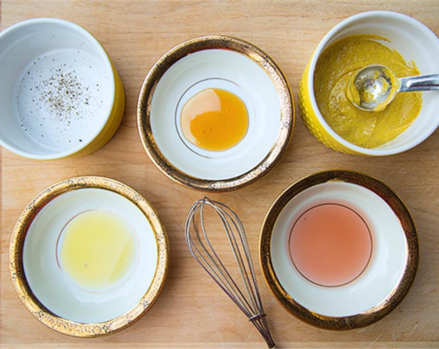 step 1 For dressing, combine Water (2 Tbsp), Red Wine Vinegar (1 1/2 Tbsp), Dijon Mustard (2 tsp), Honey (1 Tbsp), Olive Oil (1 Tbsp) and Ground Black Pepper (1/4 tsp).
