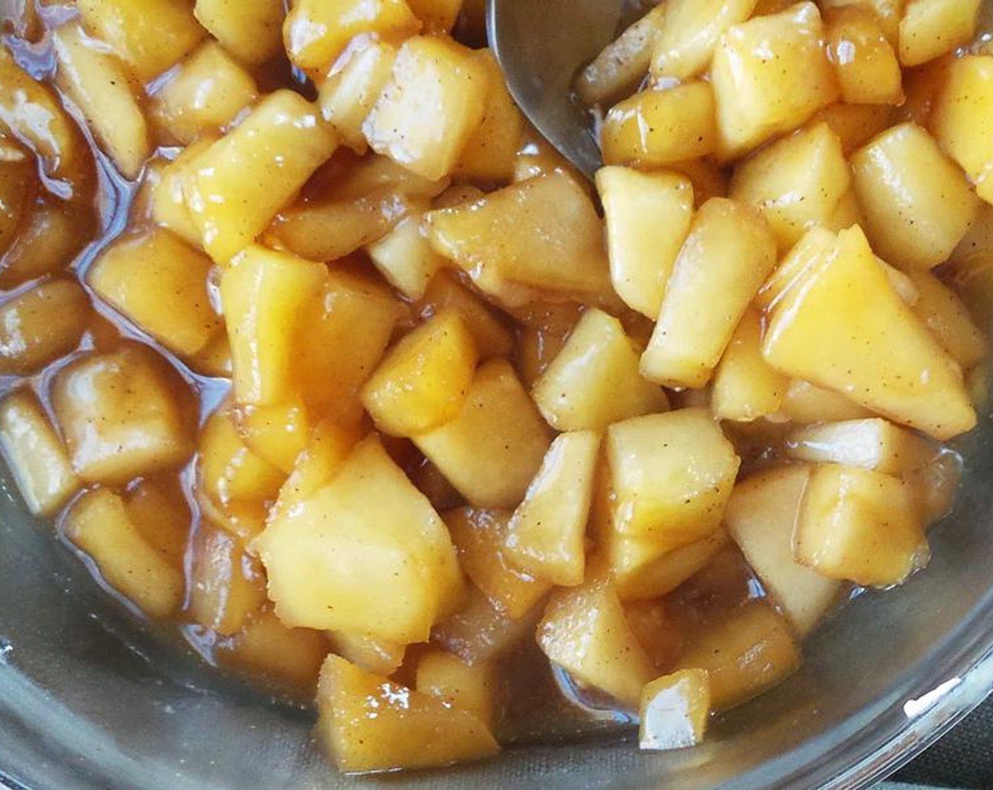 step 4 Prepare the apples by melting the Butter (2 Tbsp) in a skillet. Add the apples and cook for 5 minutes over medium heat, stirring occasionally. Add the Brown Sugar (1/3 cup) and Pumpkin Pie Spice (2 tsp) and allow to cook until the sugar is melted and coats the apples.