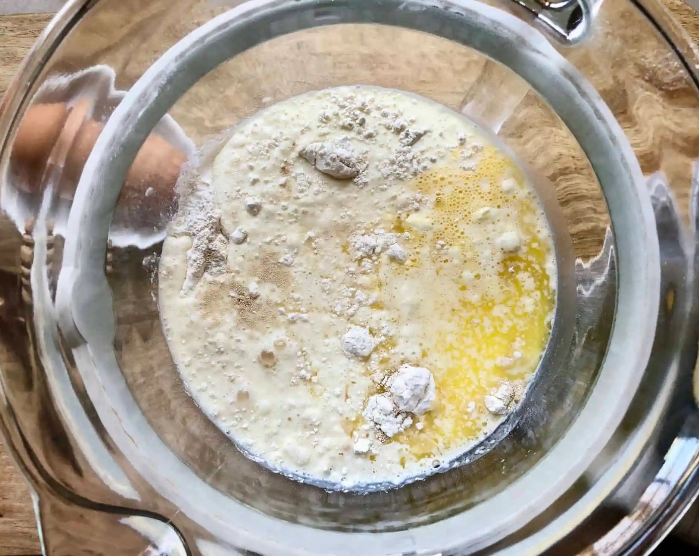 step 1 Start by making the dough. In the bowl of a stand mixer fitted with the dough hook, combine the Whole Milk (1 cup), Instant Dry Yeast (1 packet), Honey (1 Tbsp), Large Eggs (2), Salted Butter (4 Tbsp), Unbleached All Purpose Flour (3 1/2 cups), and Kosher Salt (1/2 tsp). Beat until the flour is completely incorporated, 4-5 minutes.