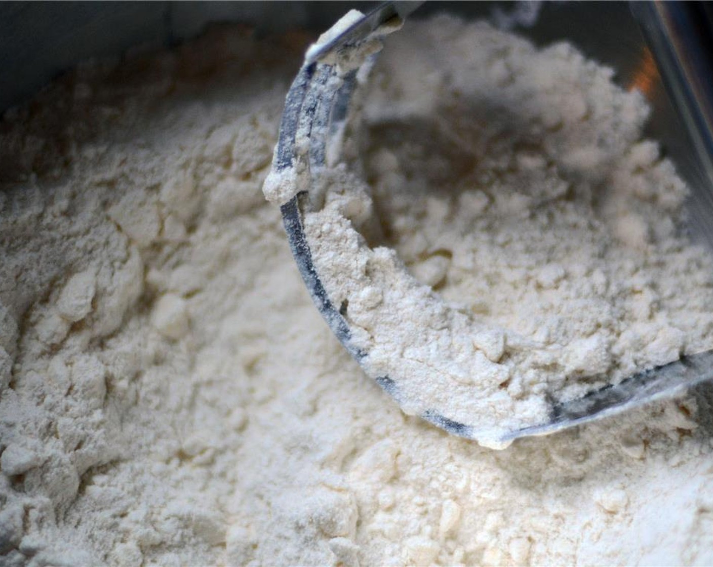 step 3 Cut the Unsalted Butter (1/2 cup) into the flour mixture until it is pea sized and resembles course meal.