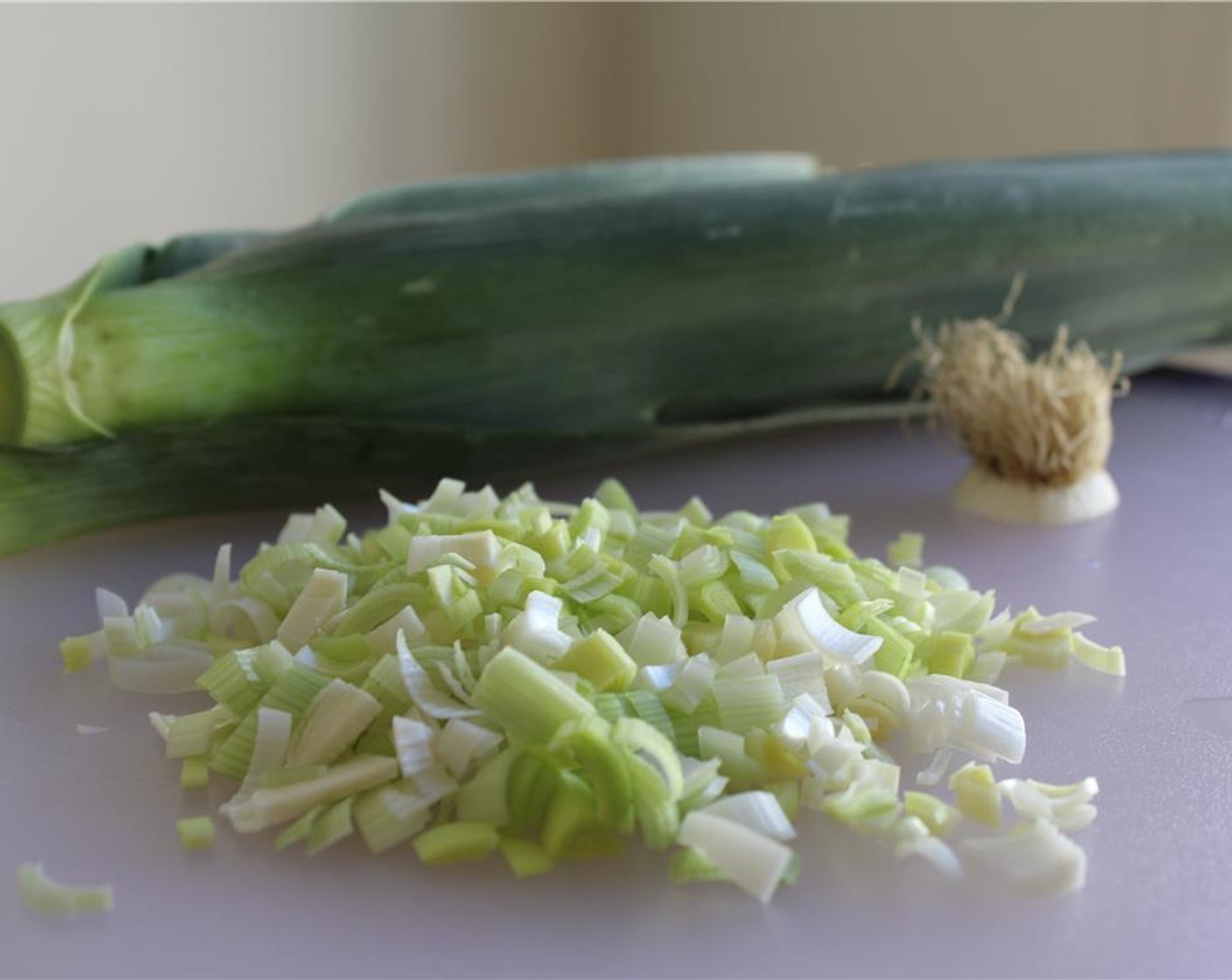 step 2 Dice the Leek (1/2).