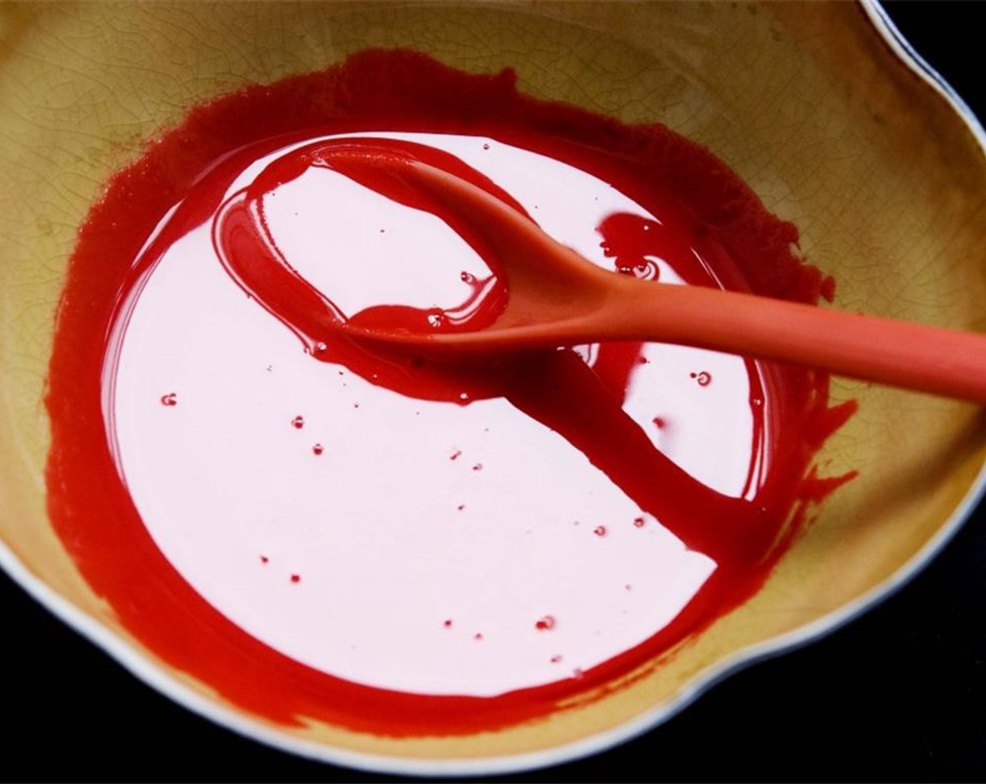 step 8 Add Red Food Coloring (to taste) to the last one. Put the icings into squeeze bottles.
