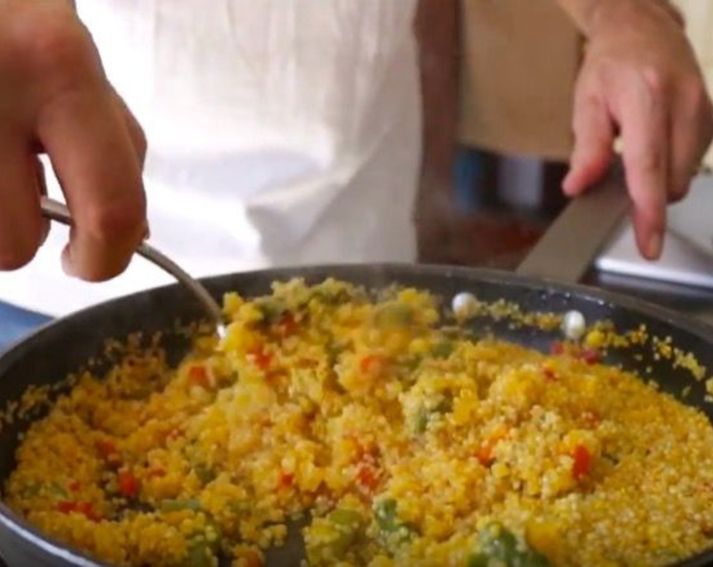 step 10 Remove it from the heat, take the lid off, and fluff up the quinoa with a fork. Drain the oil from Canned Tuna in Olive Oil (2 1/3 cups) and add to the quinoa. Mix together until well combined.