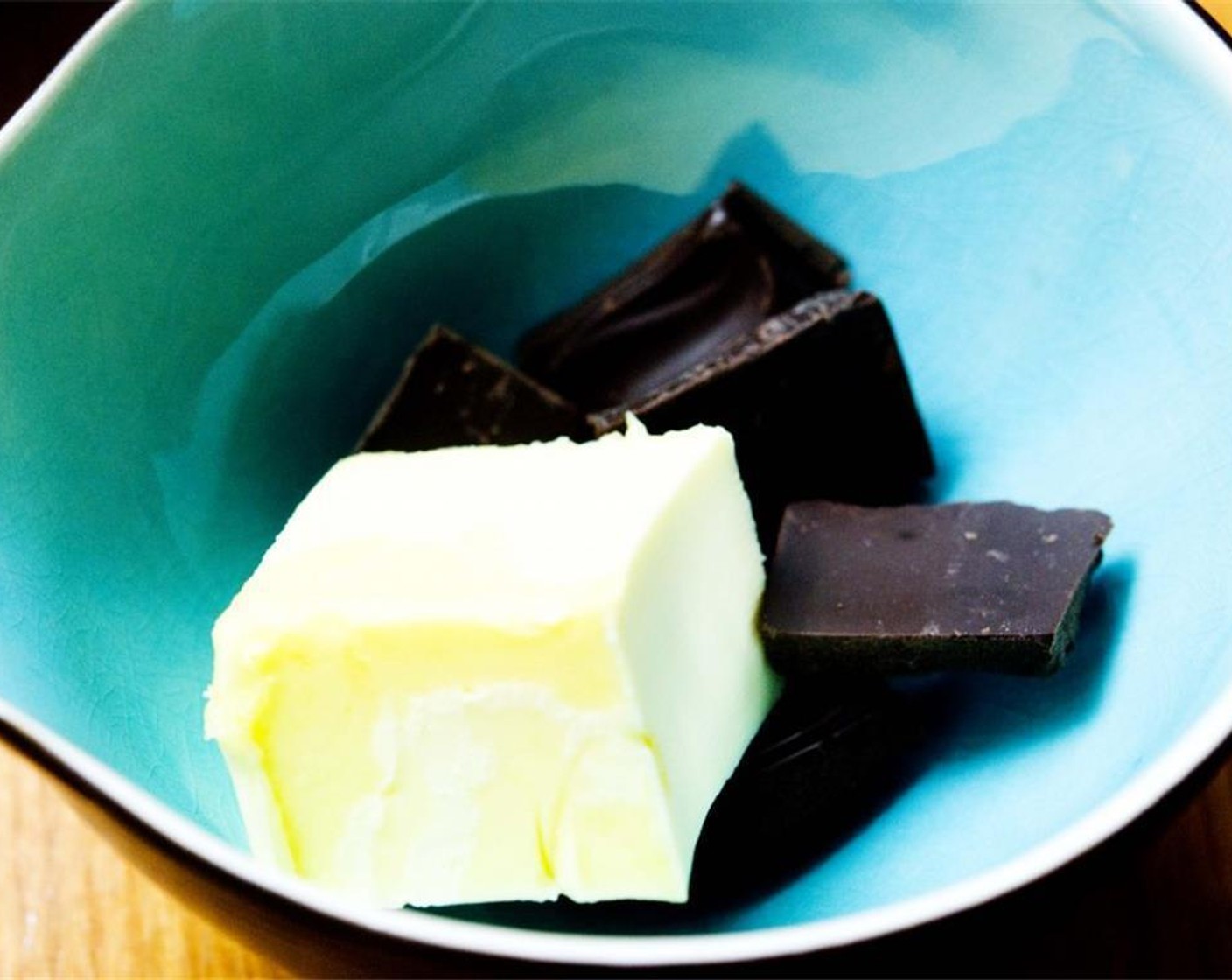 step 1 Place both the Dark Chocolate (3/4 cup) and Butter (9 oz) in a microwave-safe bowl.