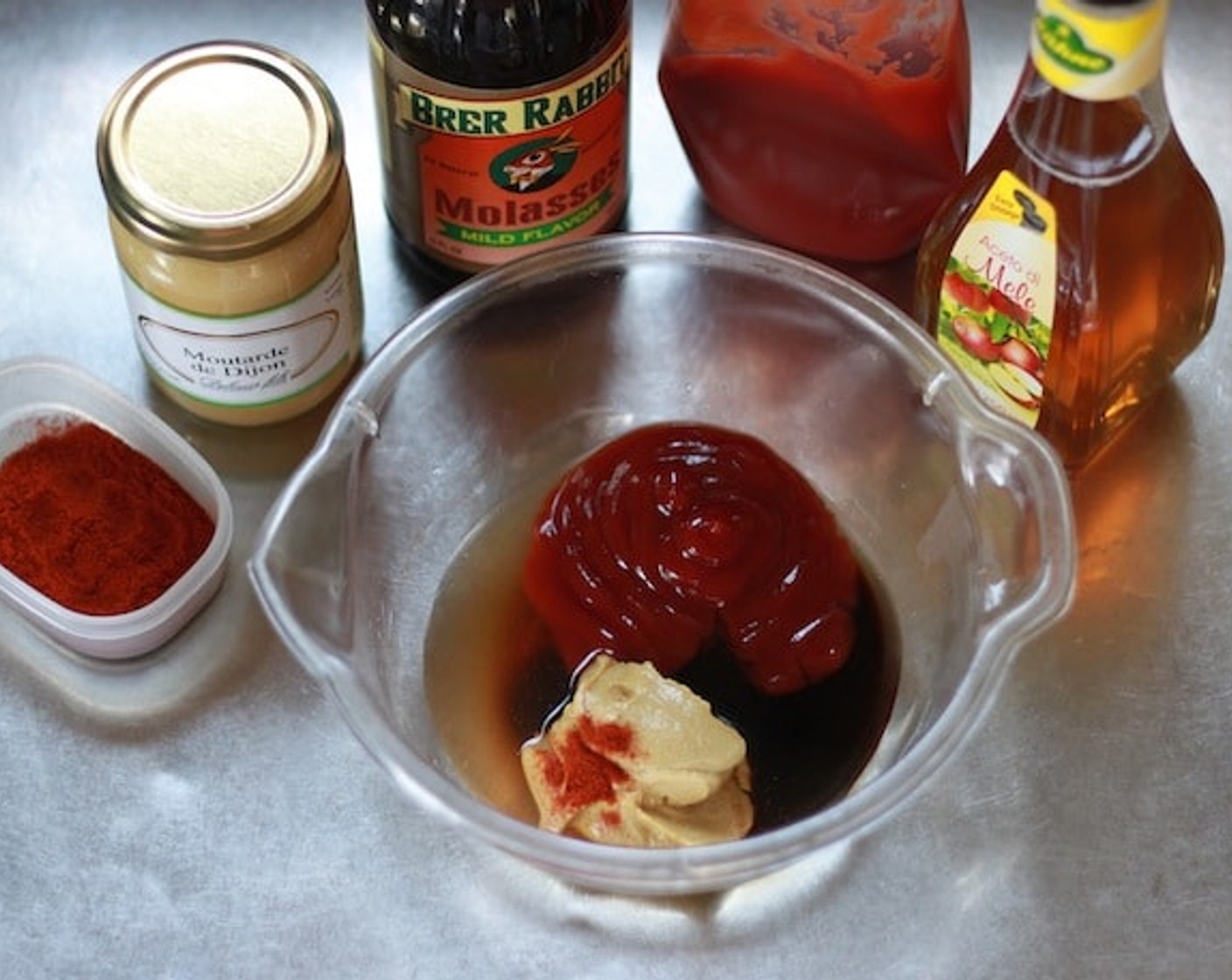 step 11 While waiting for your Neatloaf to bake. Prepare the Ketchup (1 cup), Yellow Mustard (4 Tbsp), Molasses (4 Tbsp), Apple Cider Vinegar (4 Tbsp), and Cayenne Pepper (2 tsp).
