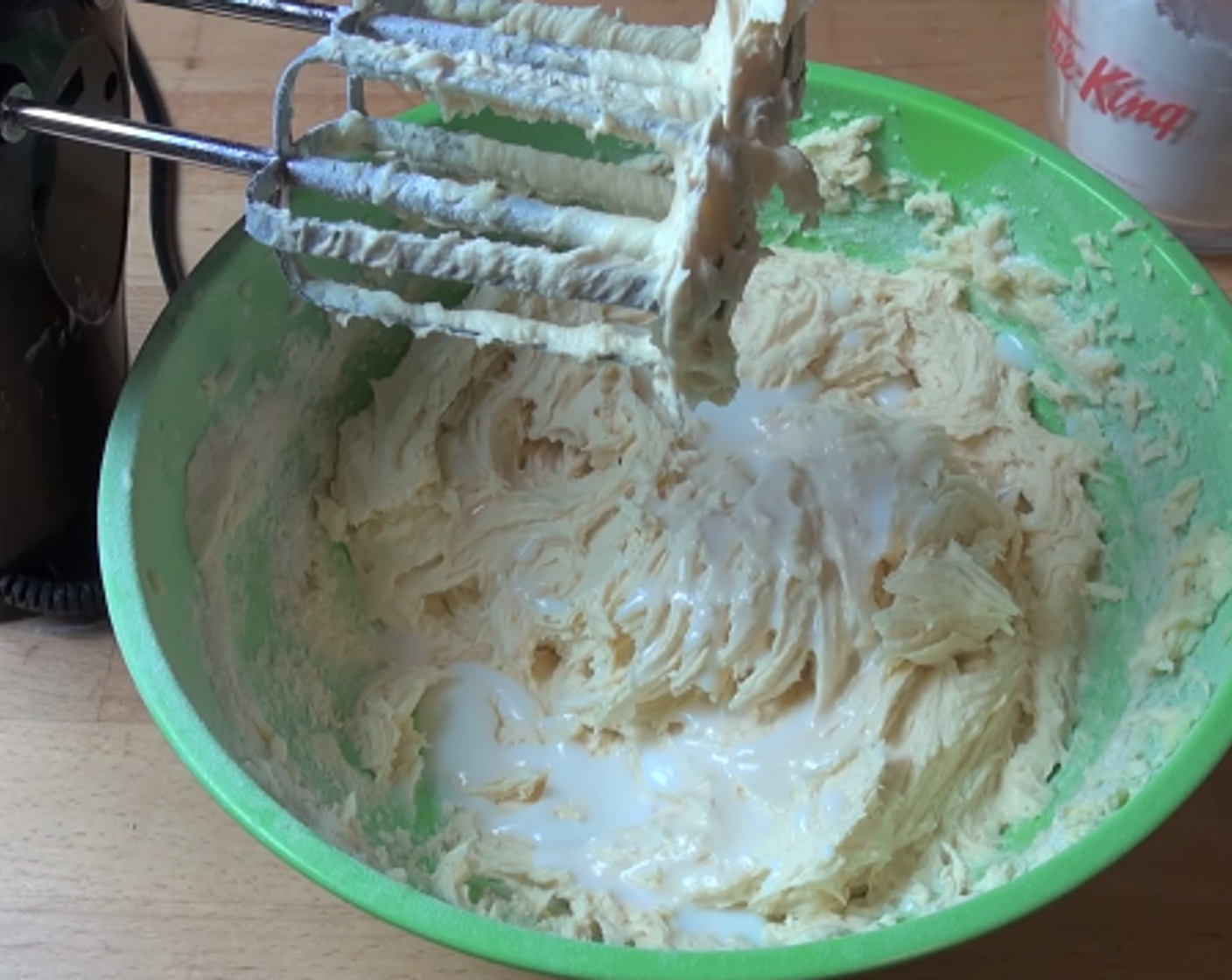 step 5 Add in Eggs (2), one at a time, beating after each addition. Gradually add in Self-Rising Flour (2 cups), then gradually add in the Milk (1/2 cup) and beat again.