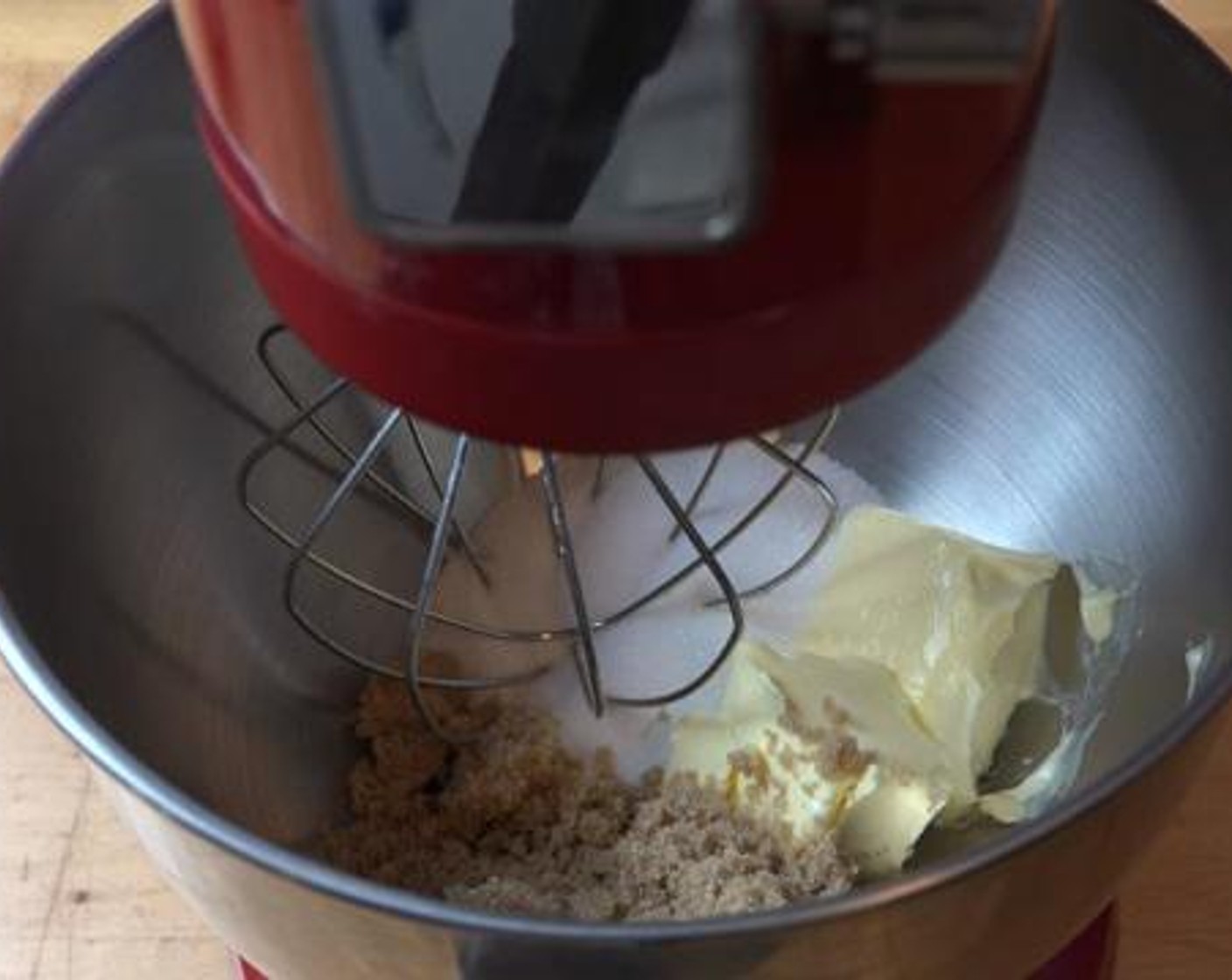 step 2 Inside a mixer, combine together the Butter (4.5 oz), Caster Sugar (1/2 cup), and Brown Sugar (1/2 cup).