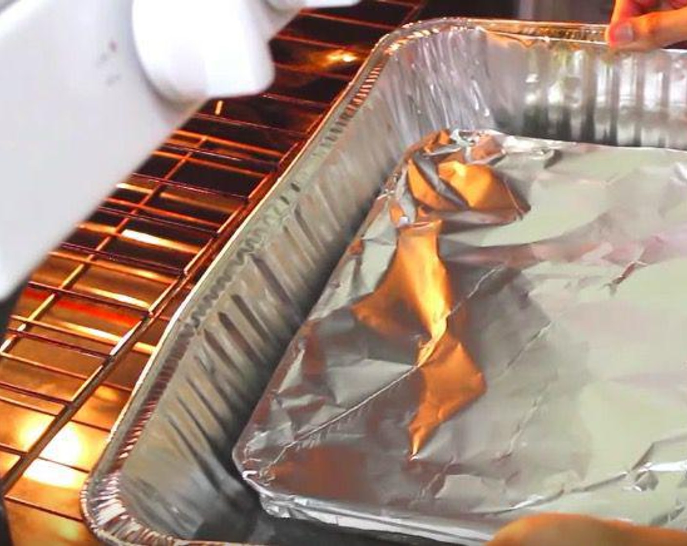 step 4 Take a bigger pan, put the cake pan into it and fill with hot water until it reaches half of the pan. Preheat the oven to 350 degrees F (180 degrees C) and bake for 1 to 1.5 hours. Let it cool completely. Once cool, place a large plate over top and flip it over to release the chocoflan.