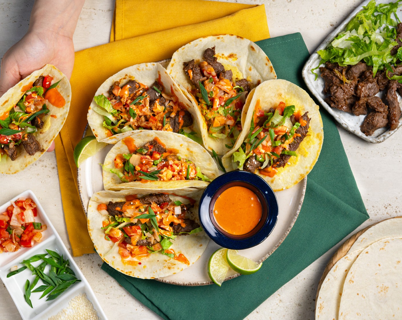 Korean Beef Taco (Bulgogi) with Kimchi Pico de Gallo