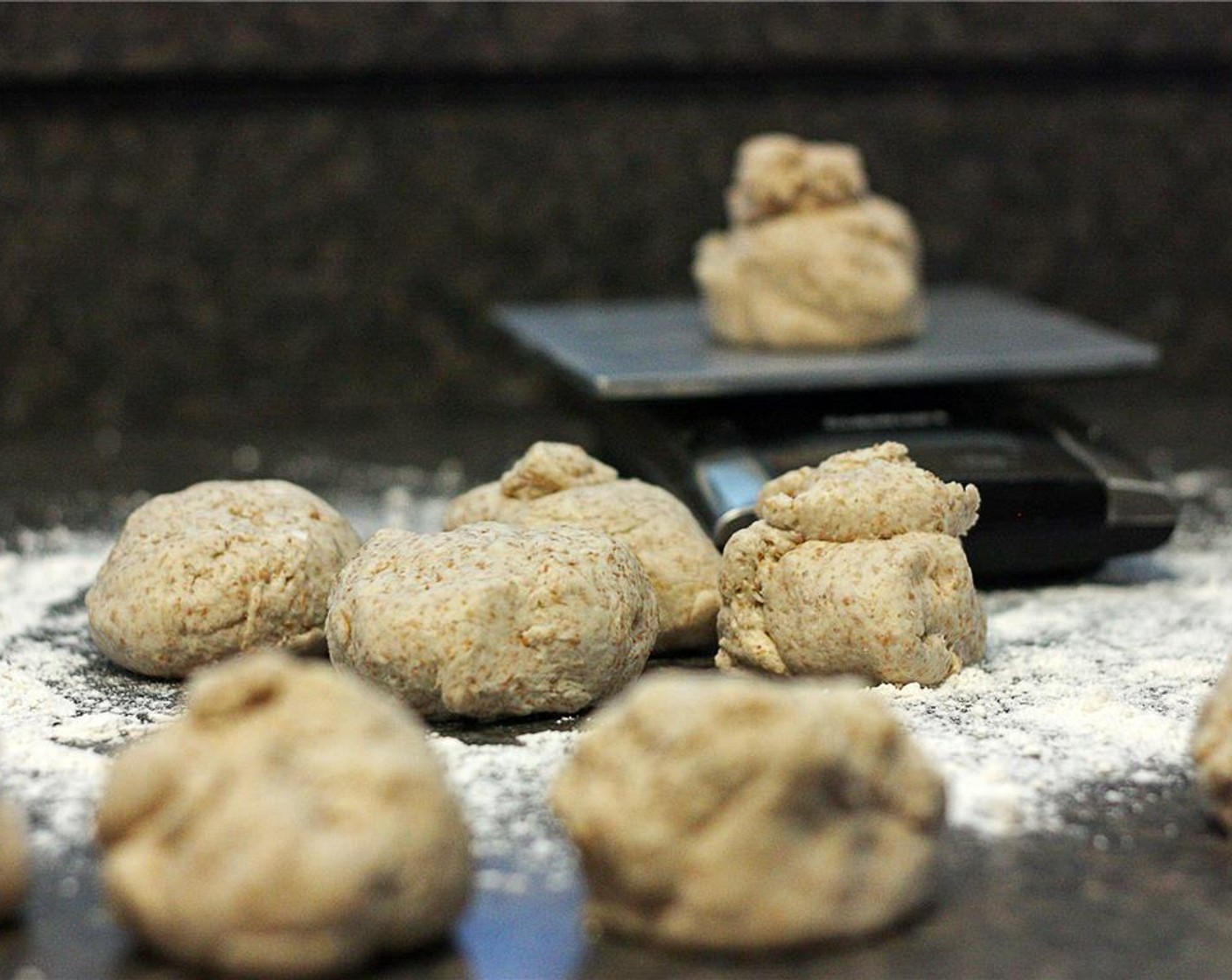 step 6 Divide the dough into ten equal pieces. If you have a kitchen scale you can use that to ensure the muffins will be the exact same size.
