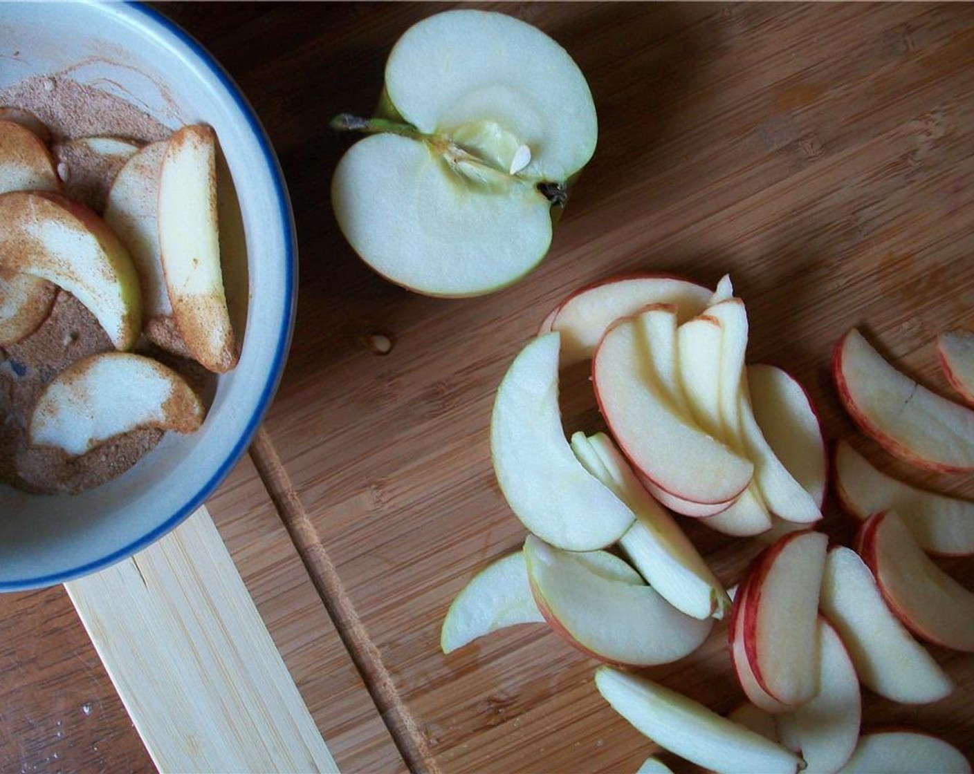 step 1 Thinly slice the Red Apples (2). Chop the Walnuts (4 Tbsp).