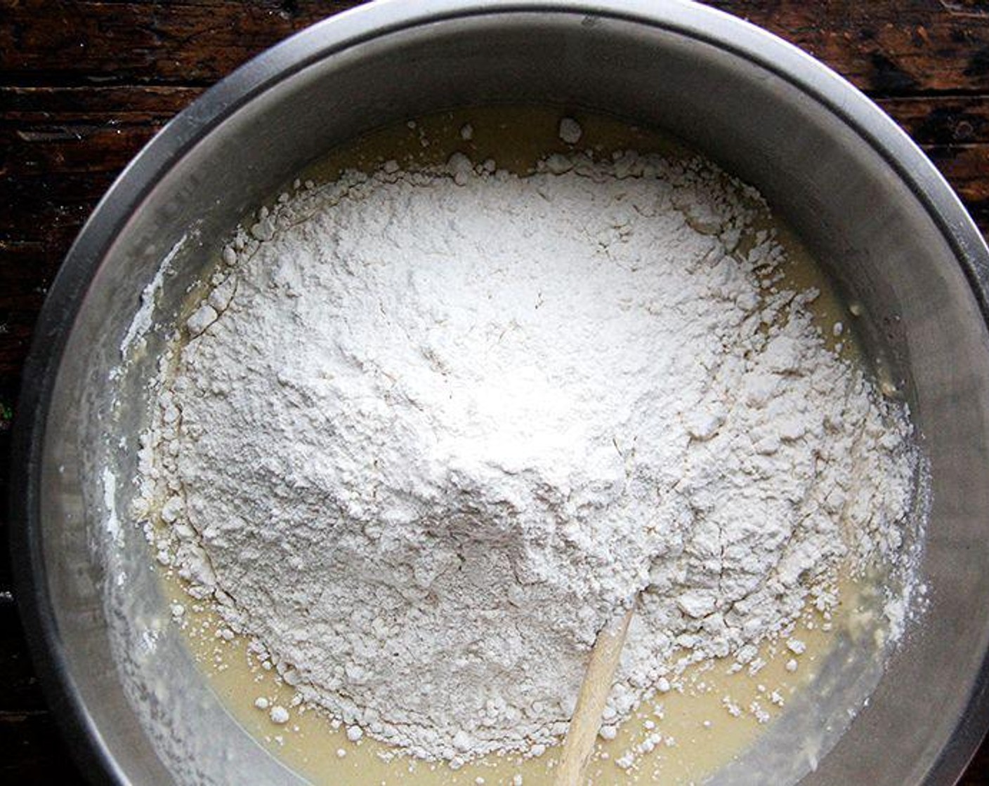 step 1 Make the sponge: Whisk All-Purpose Flour (1 cup) with the Instant Dry Yeast (2 tsp) and stir in the Water (1 cup) until the sponge is smooth.