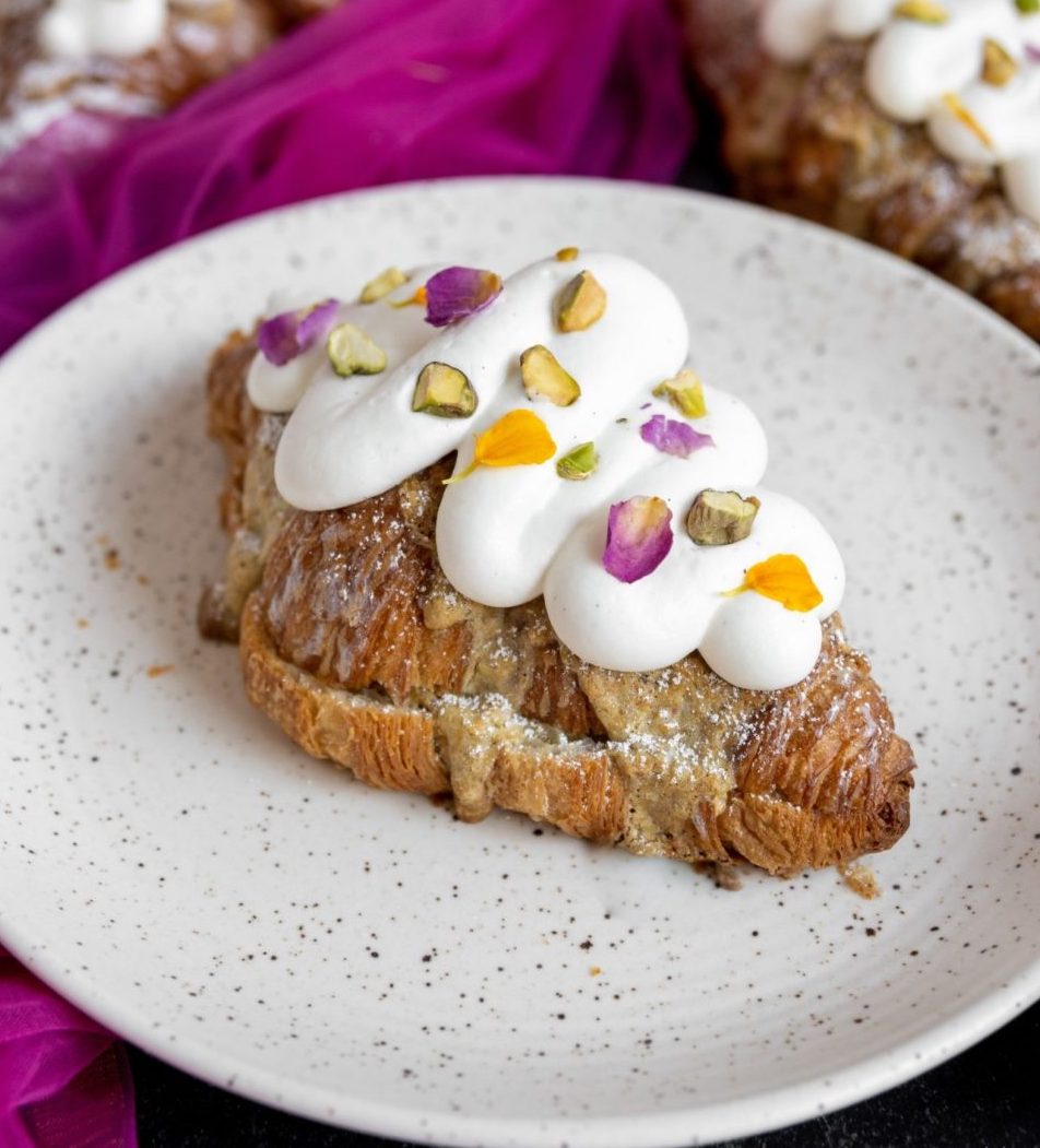 Pistachio Rose Cardamom Croissants