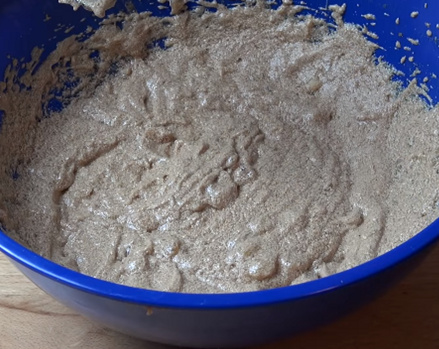 step 1 In a large mixing bowl, beat Butter (4.5 oz) and Brown Sugar (1 1/4 cups) together with an electric mixer. Add Eggs (2) and beat one at a time. Finally, beat in Banana (1 cup).