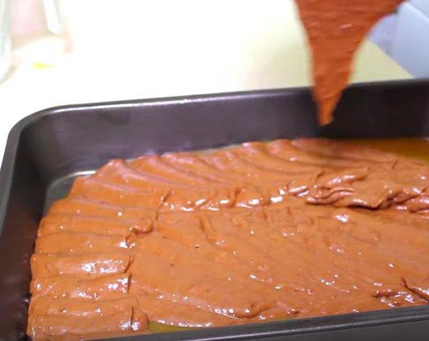 step 2 Mix All-Purpose Flour (2 cups) and Salt (1 tsp), Unsweetened Cocoa Powder (1/2 cup), Baking Powder (2 tsp), Baking Soda (1 tsp) together. Sift the dry ingredient into the butter mixture half at a time. Incorporate with Buttermilk (1 cup). Pour the batter into the pan. Smooth out and set aside