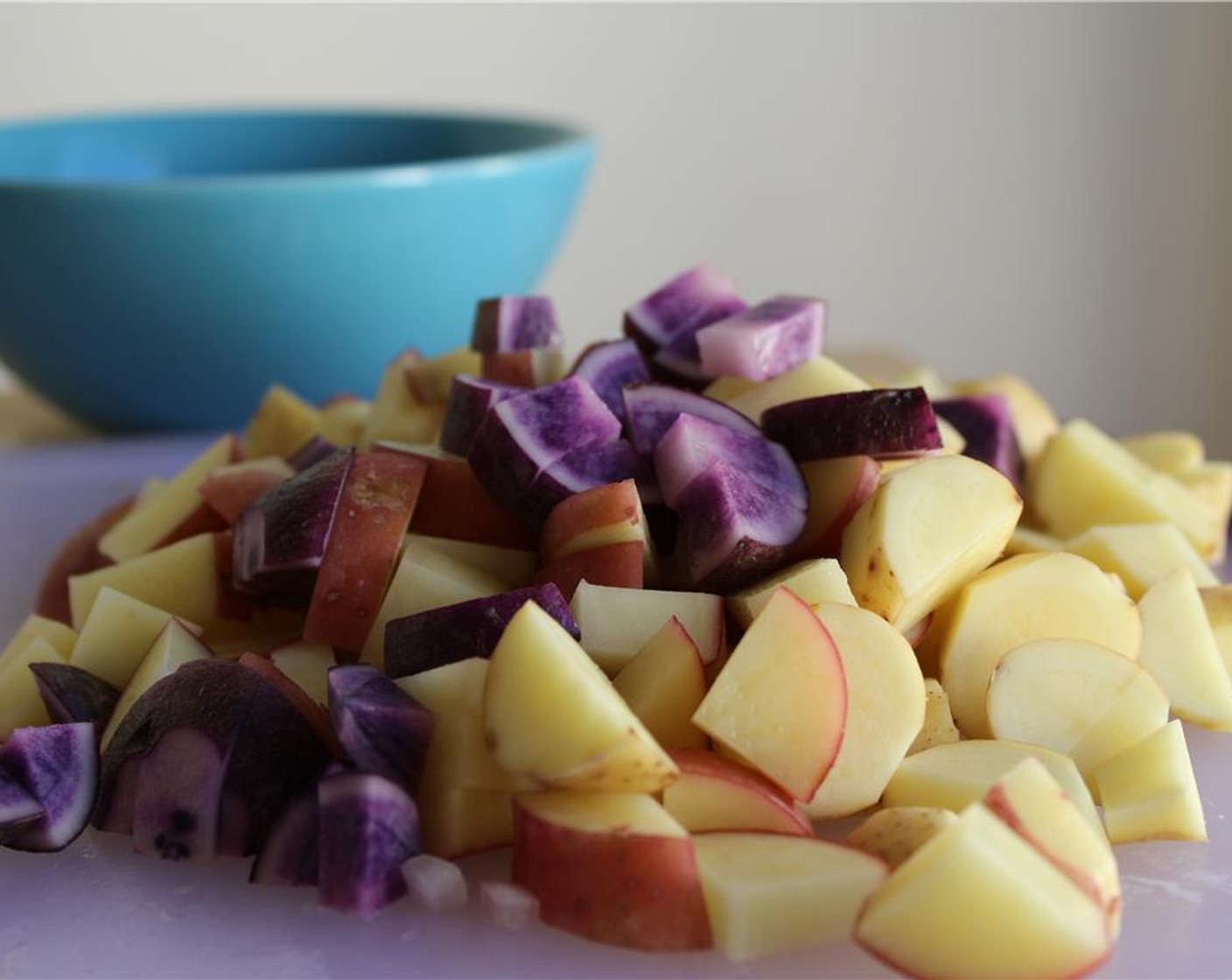 step 4 Dice the Mixed Heirloom Potatoes (3 cups).