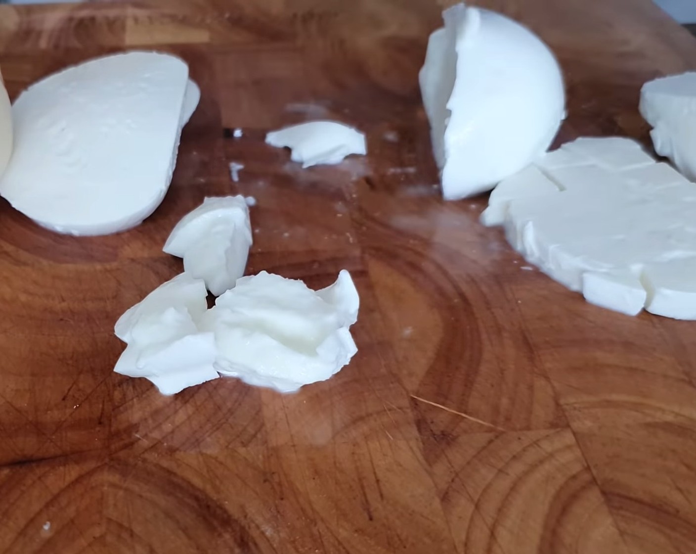 step 18 Cut all of the Fresh Mozzarella Cheese Ball (1), Buffalo Mozzarella Ball (1), and Provolone Cheese (1/2 cup) into small cubes, making sure to remove the skin from your provolone!