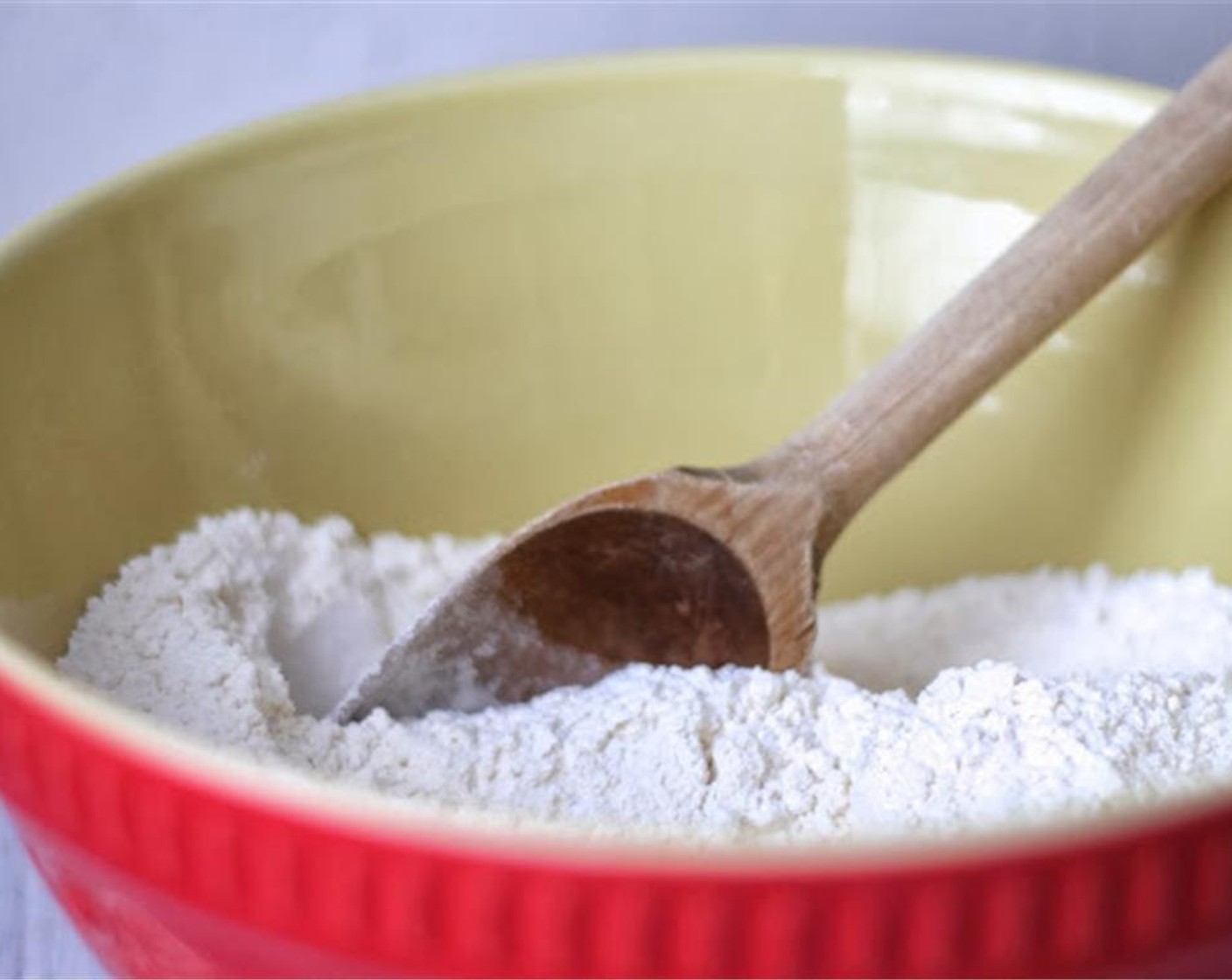 step 2 Mix the dry ingredients including All-Purpose Flour (3 cups), Baking Soda (1/4 tsp), Baking Powder (1 1/3 Tbsp) and Salt (2 pinches) together.
