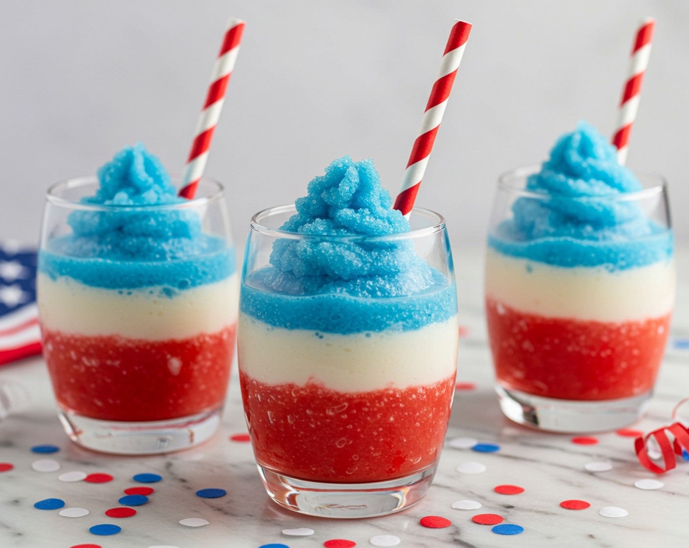 step 4 Garnish with fresh fruit, cocktail umbrellas, or tiny flags, and serve with a wide straw or spoon and enjoy immediately!