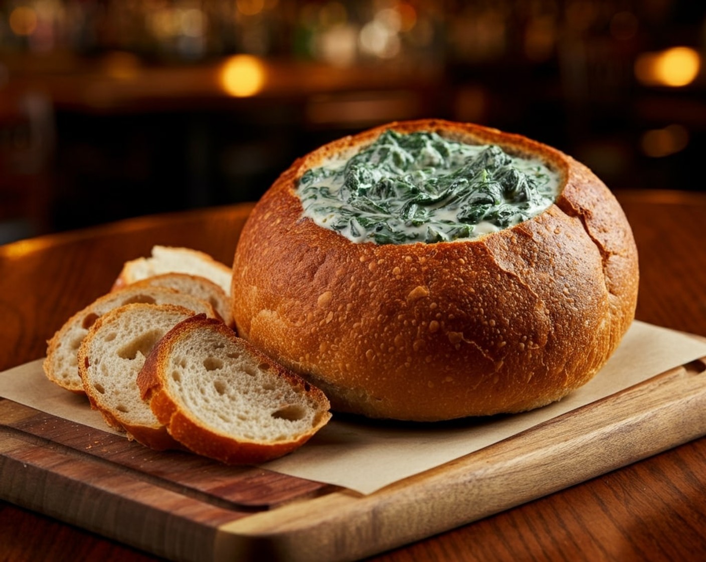 step 4 Transfer dip into the bread bowl. Serve and enjoy!